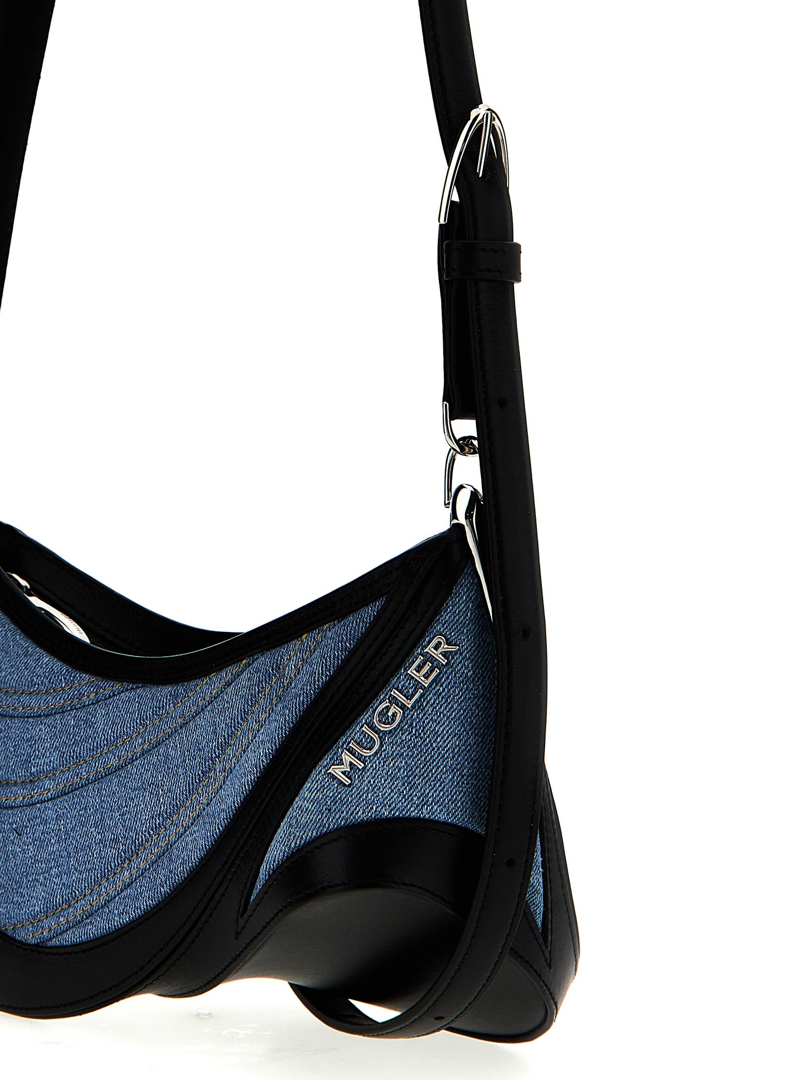 Mugler Women 'Small Denim Spiral Curve 01' Shoulder Bag MUGLER