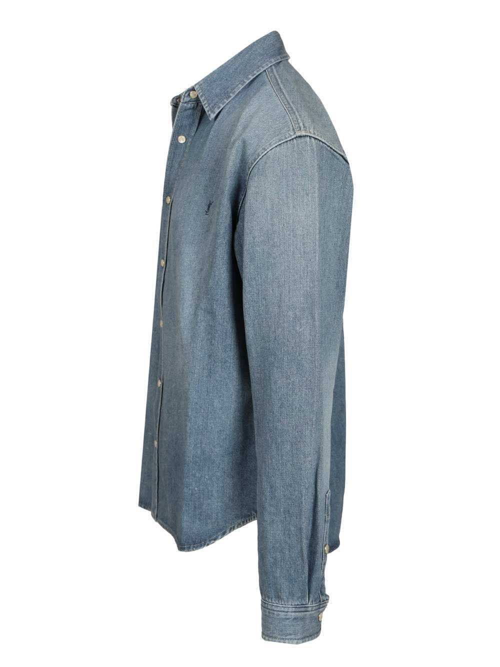 Saint Laurent Men Cassandre Denim Shirt SAINT LAURENT