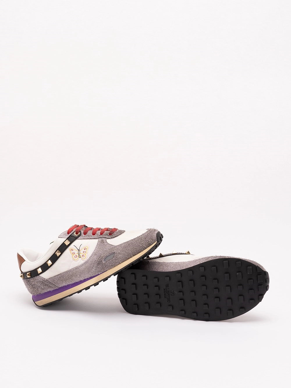 Valentino Garavani Women Stud Up Trainer With Butterfly Embroidery VALENTINO GARAVANI