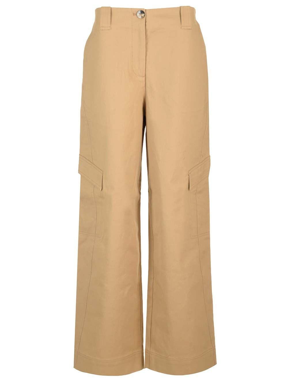 Ganni Women Cotton Canvas Cargo Trousers GANNI
