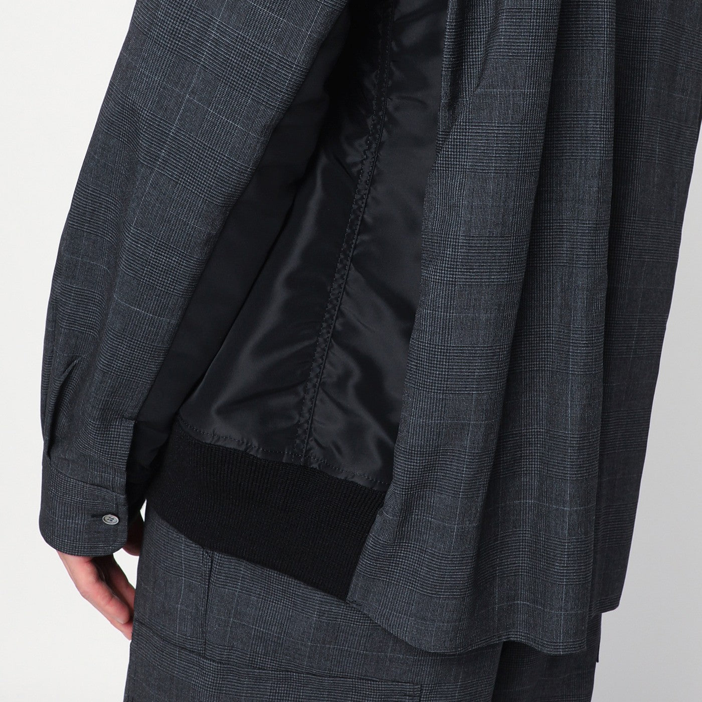 Sacai Gray Plaid Wool Shirt Jacket Men SACAI
