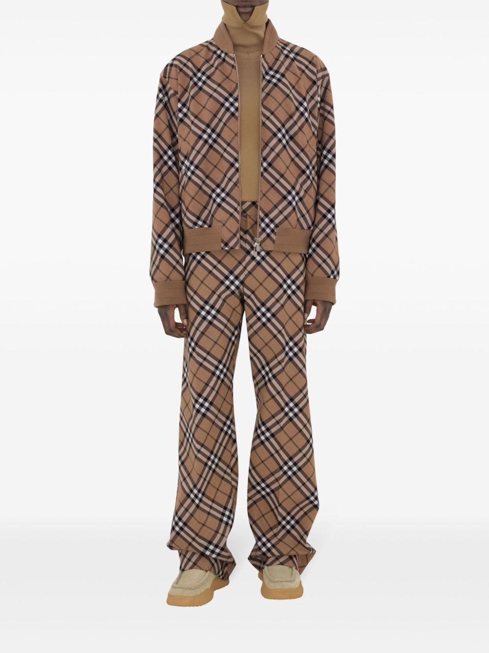 Burberry Men Check Wool Blend Harrington Jacket BURBERRY