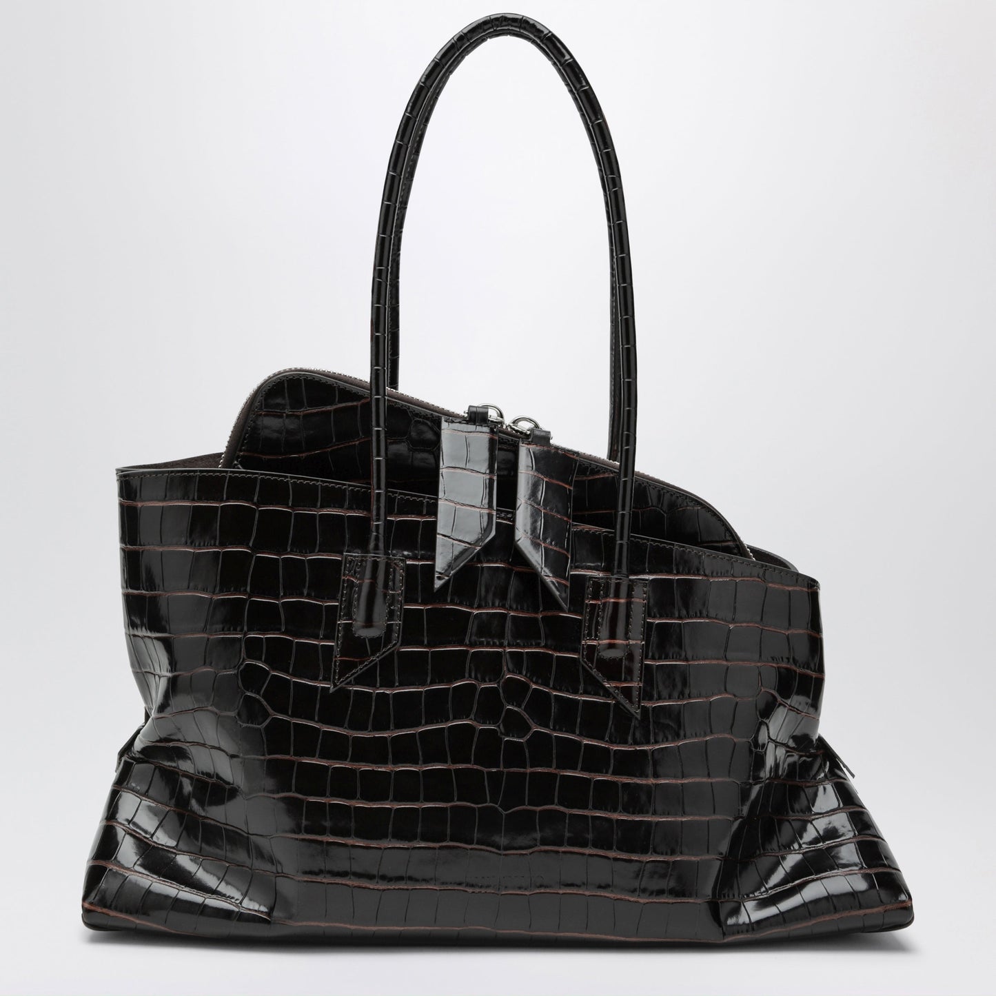 The Attico La Passeggiata Medium Bag In Coffee Crocodile-Print Leather Women THE ATTICO