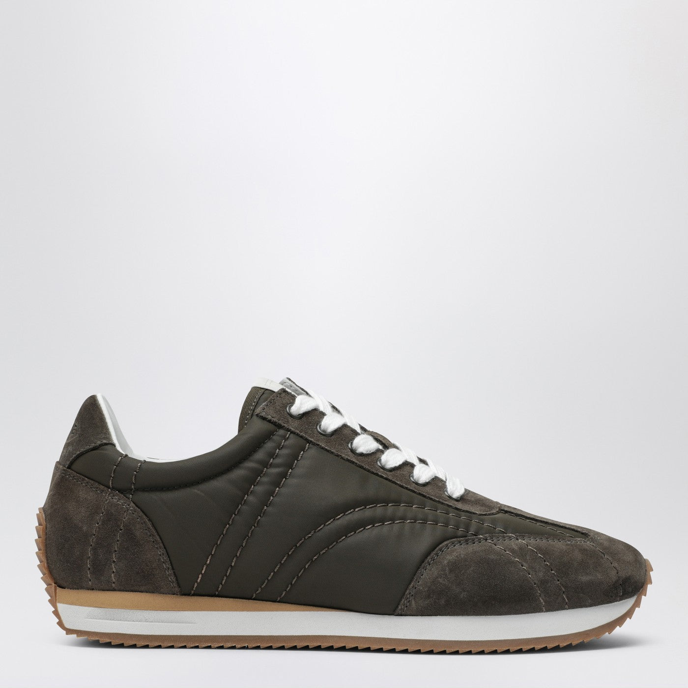 Toteme Olive Green Suede And Fabric Sneakers Women TOTEME