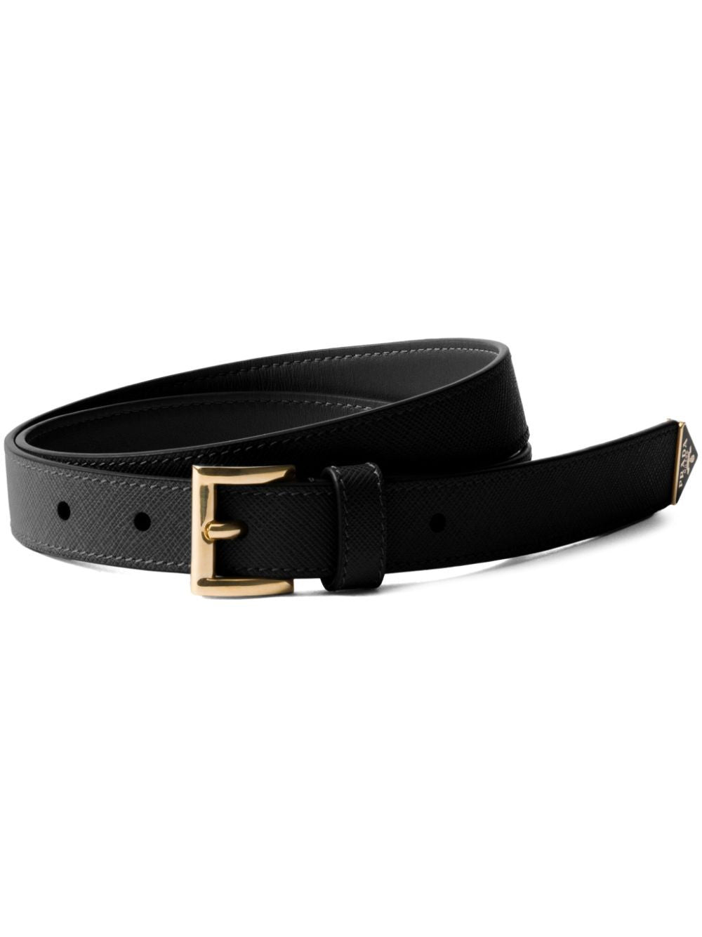 Prada Women Saffiano Leather Belt With Enameled Triangle Logo PRADA