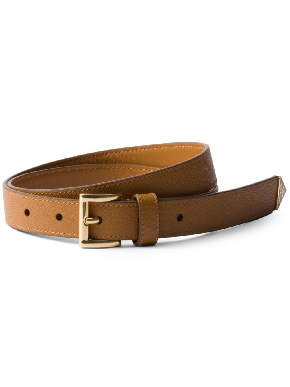 Prada Women Saffiano Leather Belt With Enameled Triangle Logo PRADA