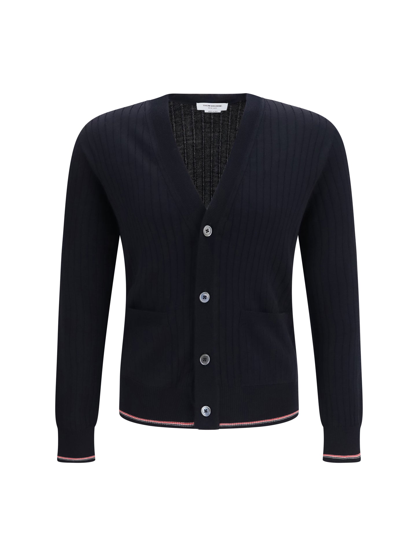 Thom Browne Men Ribbed Merino Wool Cardigan THOM BROWNE