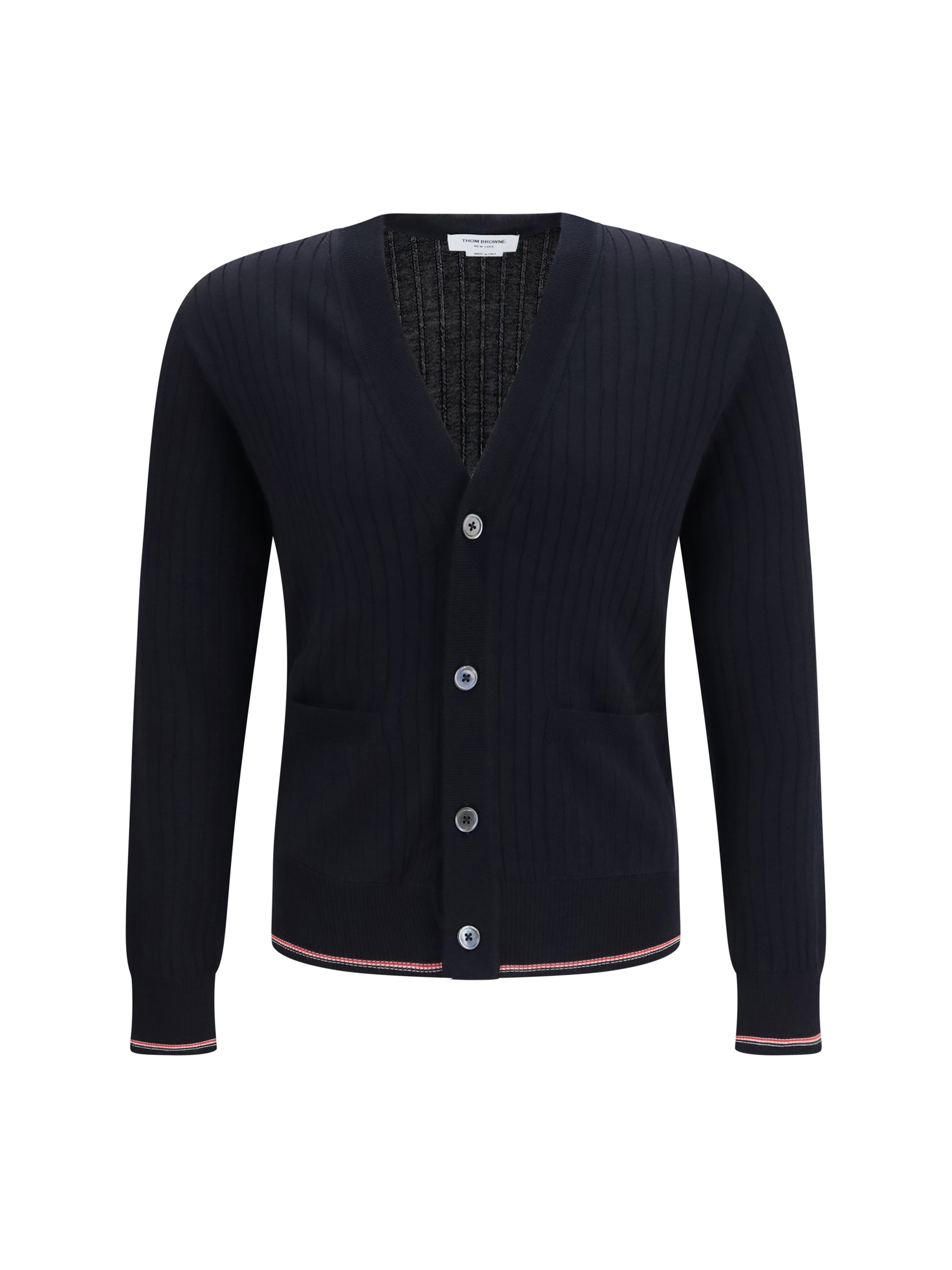 Thom Browne Men Ribbed Merino Wool Cardigan THOM BROWNE