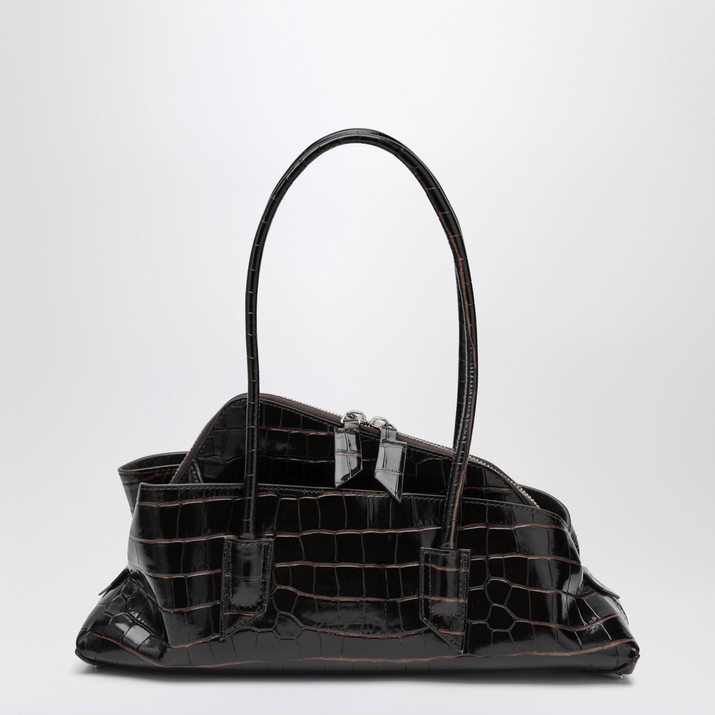 The Attico La Passeggiata Small Bag In Coffee Crocodile-Print Leather Women THE ATTICO