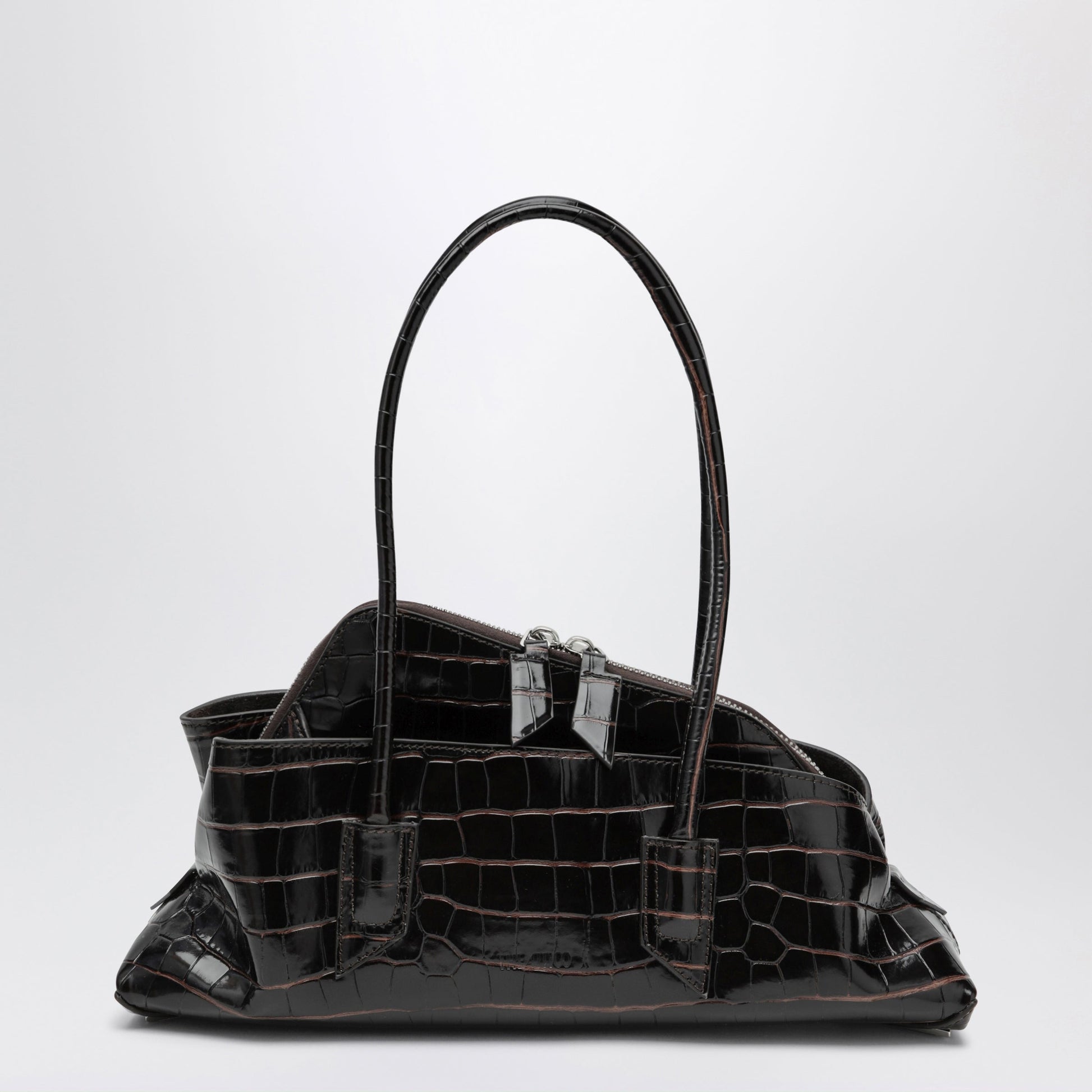 The Attico La Passeggiata Small Bag In Coffee Crocodile-Print Leather Women THE ATTICO