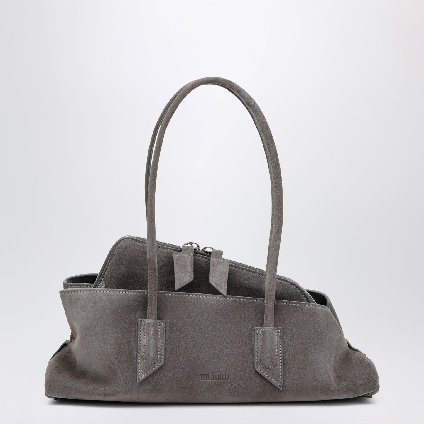 The Attico La Passeggiata Small Bag In Grey Suede Women THE ATTICO