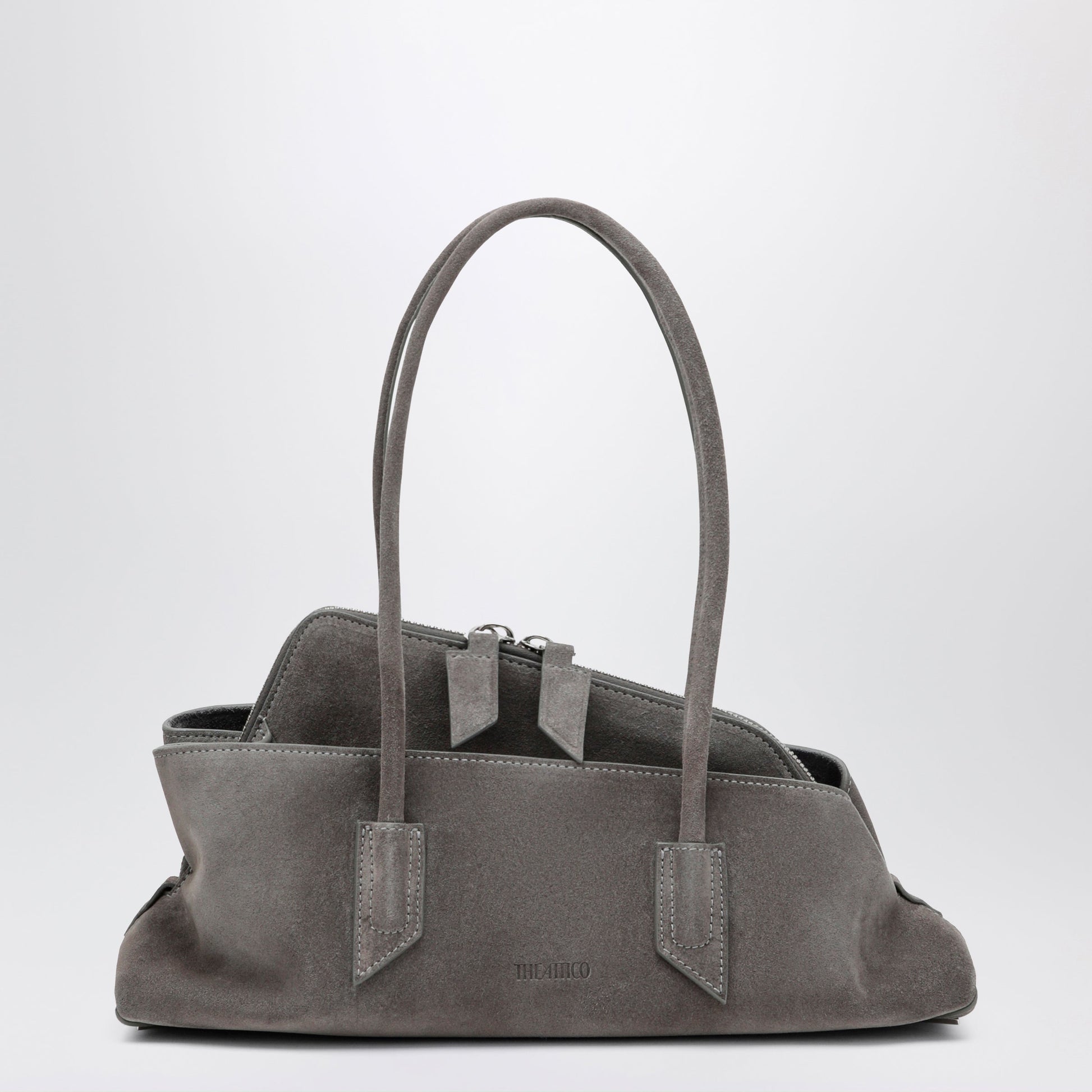 The Attico La Passeggiata Small Bag In Grey Suede Women THE ATTICO