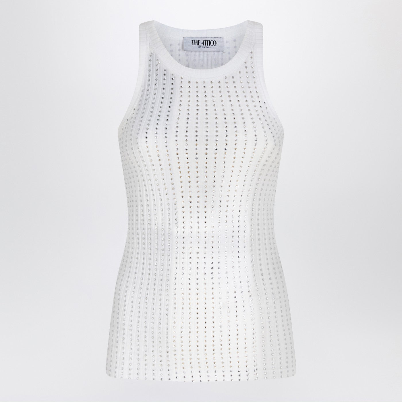 The Attico White Tank Top With Rhinestones Women THE ATTICO