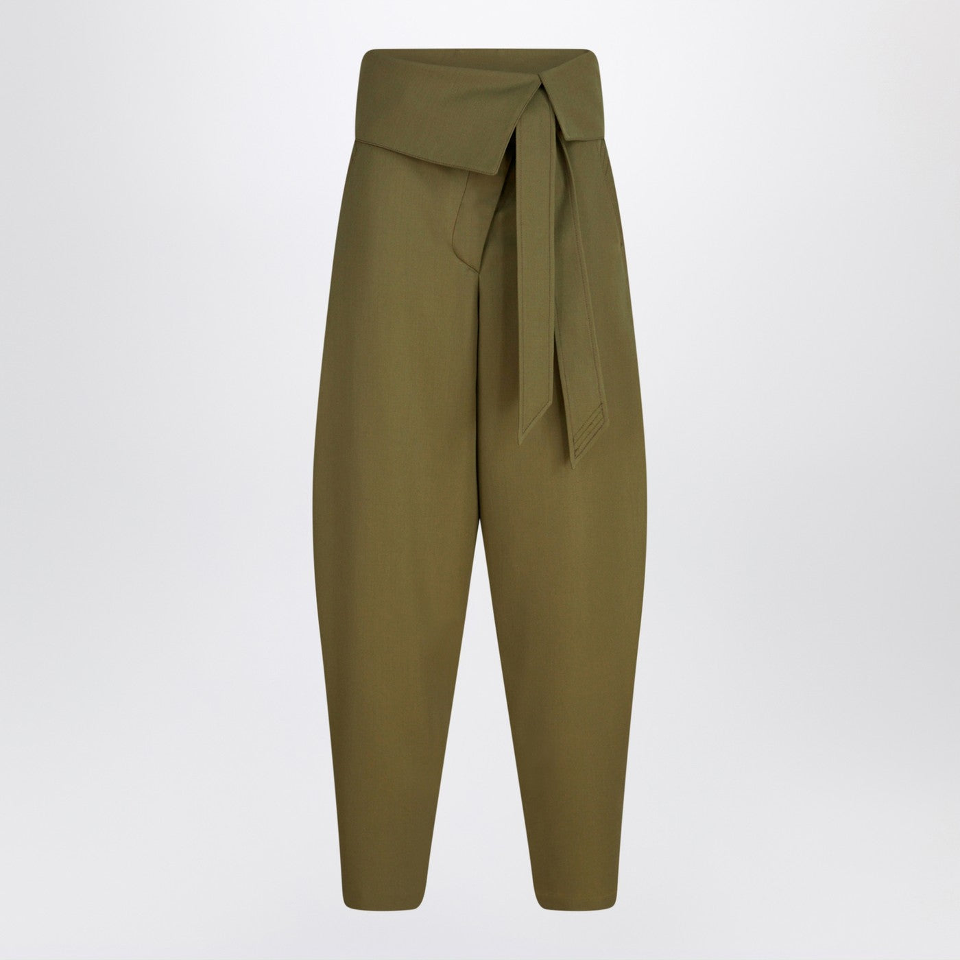 The Attico Military Green Wool Gabardine Trousers Women THE ATTICO