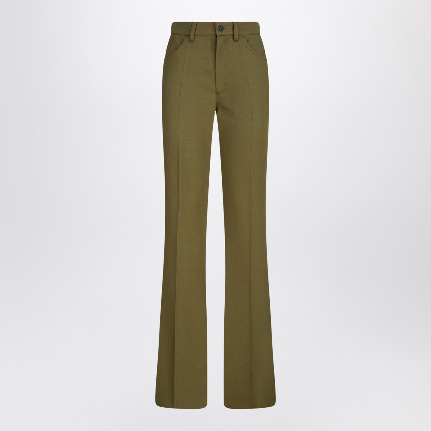 The Attico Military Green Wool Gabardine Trousers Women THE ATTICO