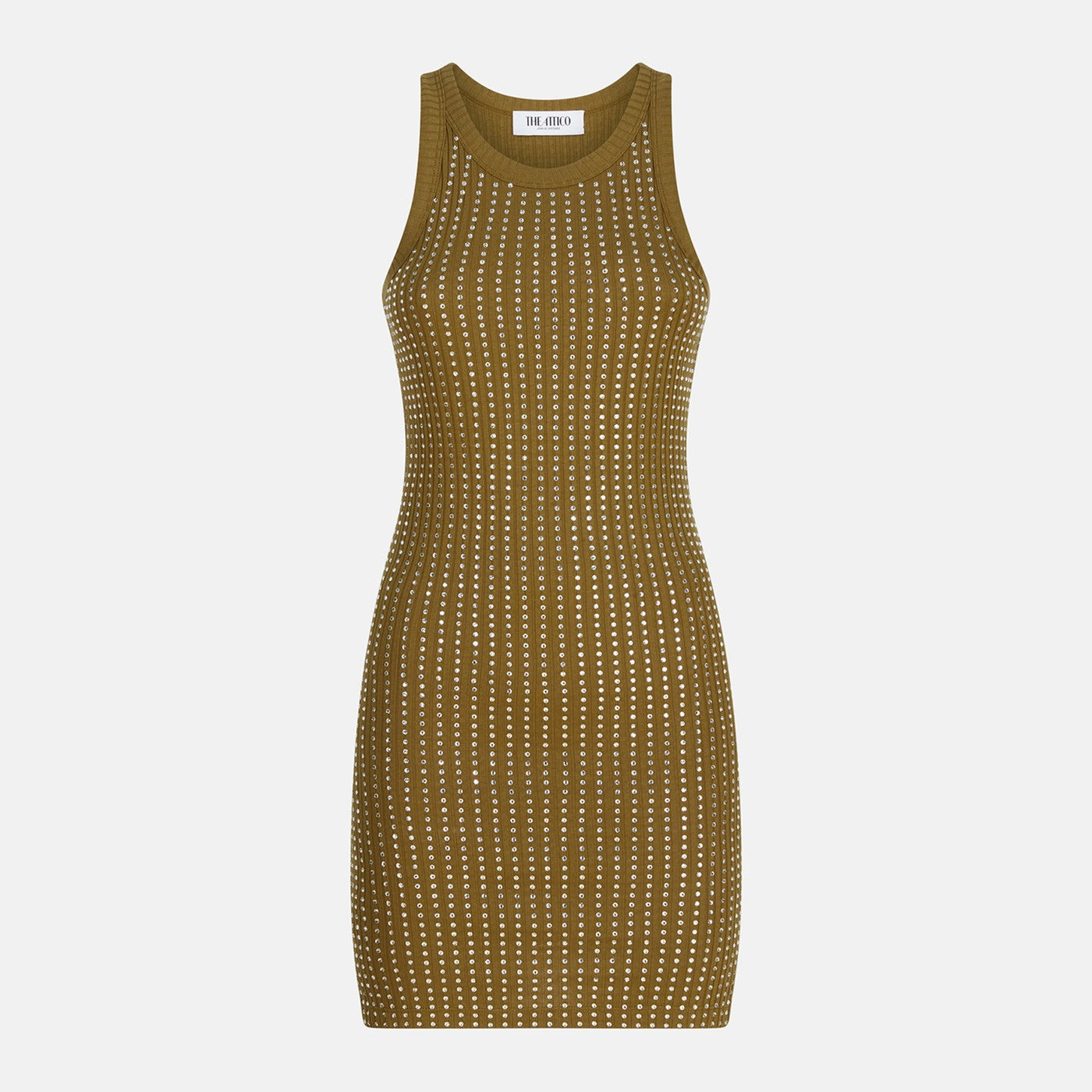 The Attico Military Green Mini Dress With Rhinestones Women THE ATTICO