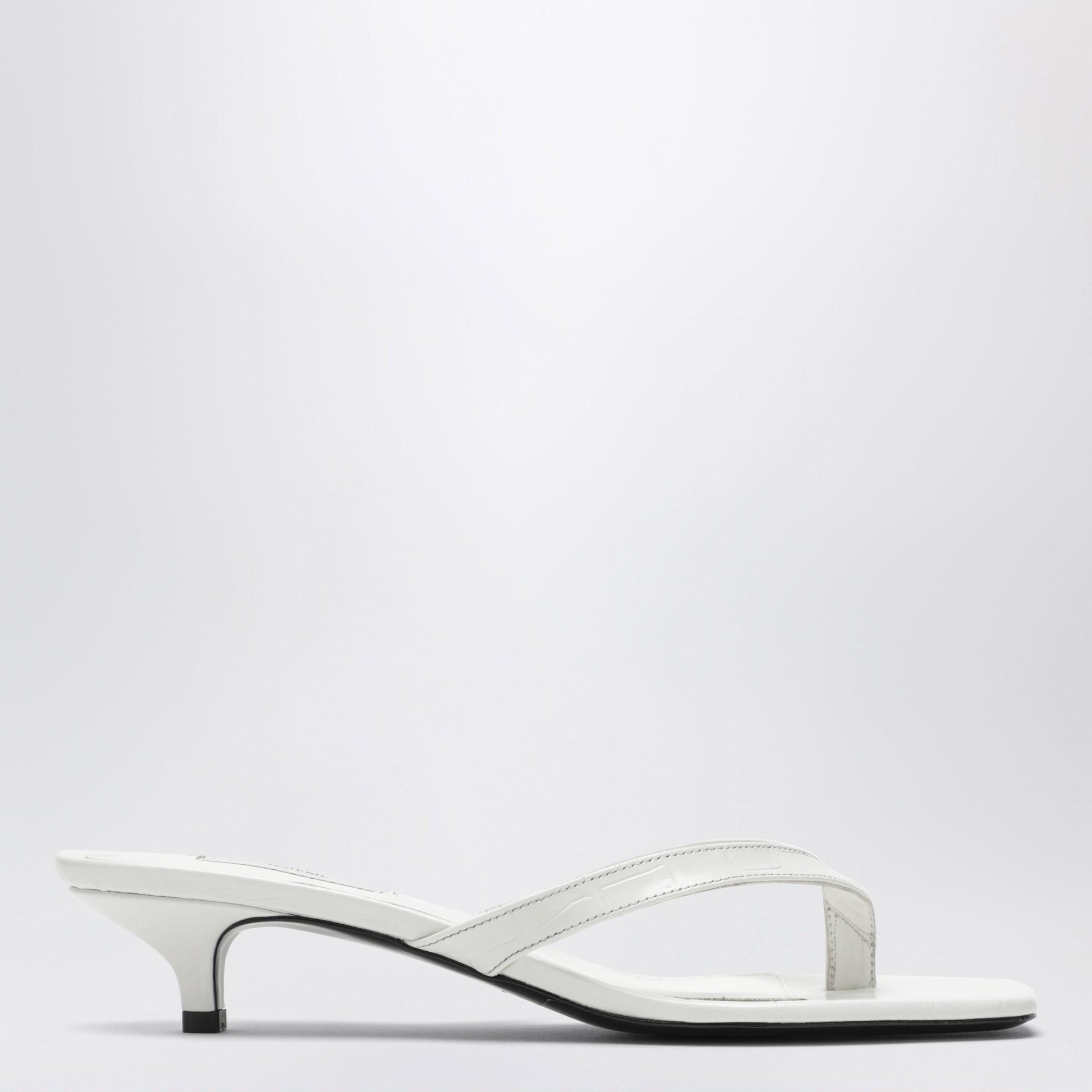 Toteme White Leather Heeled Thong Sandals Women TOTEME