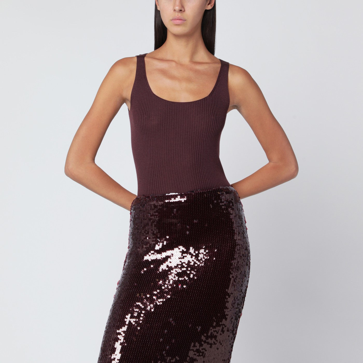 Roberto Collina Eggplant-Coloured Wool Tank Top Women Roberto Collina