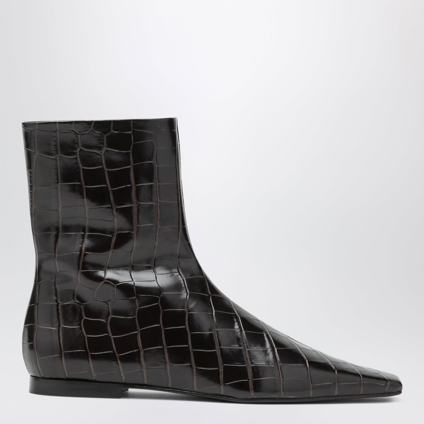 Toteme Brown Crocodile-Effect Leather Chelsea Boots With Zip Women TOTEME