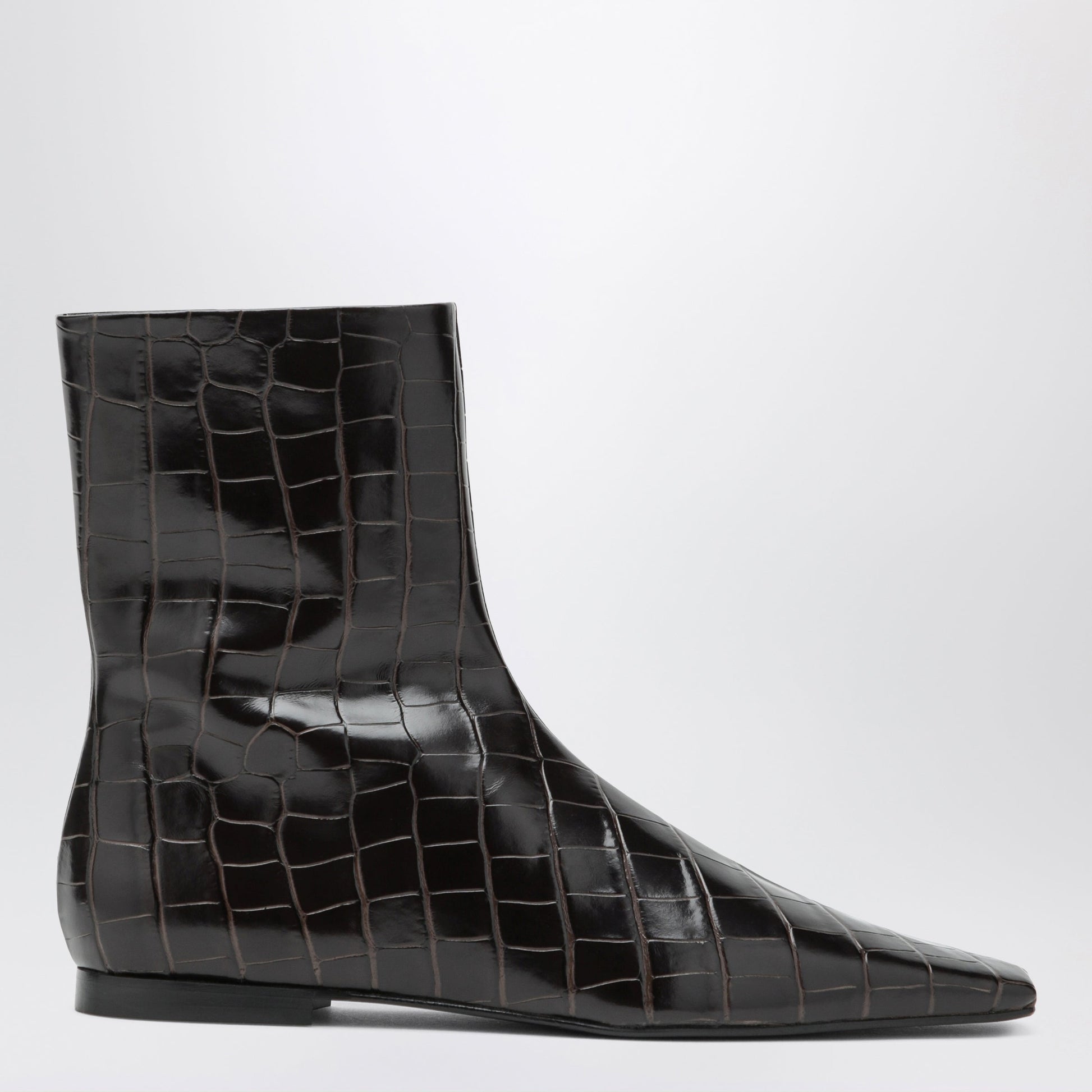 Toteme Brown Crocodile-Effect Leather Chelsea Boots With Zip Women TOTEME