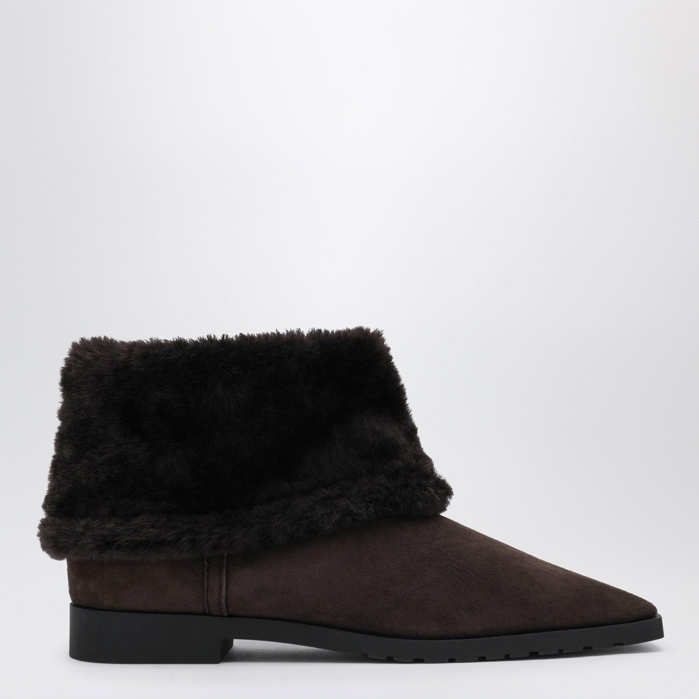 Toteme Brown Suede And Shearling Ankle Boots Women TOTEME