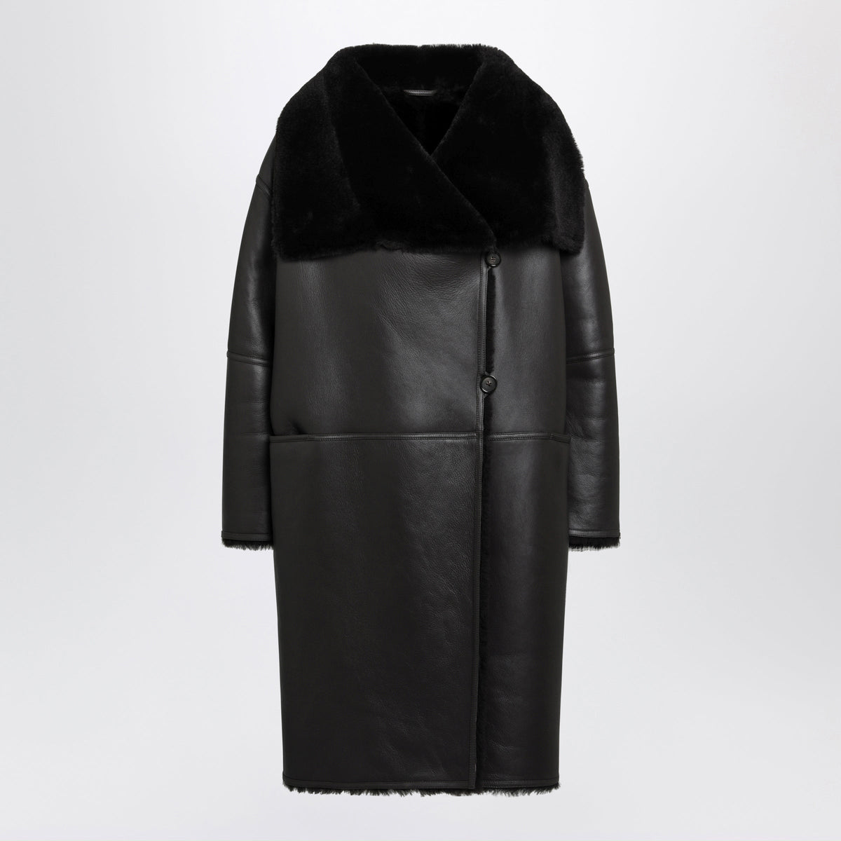 Toteme Oversized Dark Brown Sheepskin Coat Women TOTEME