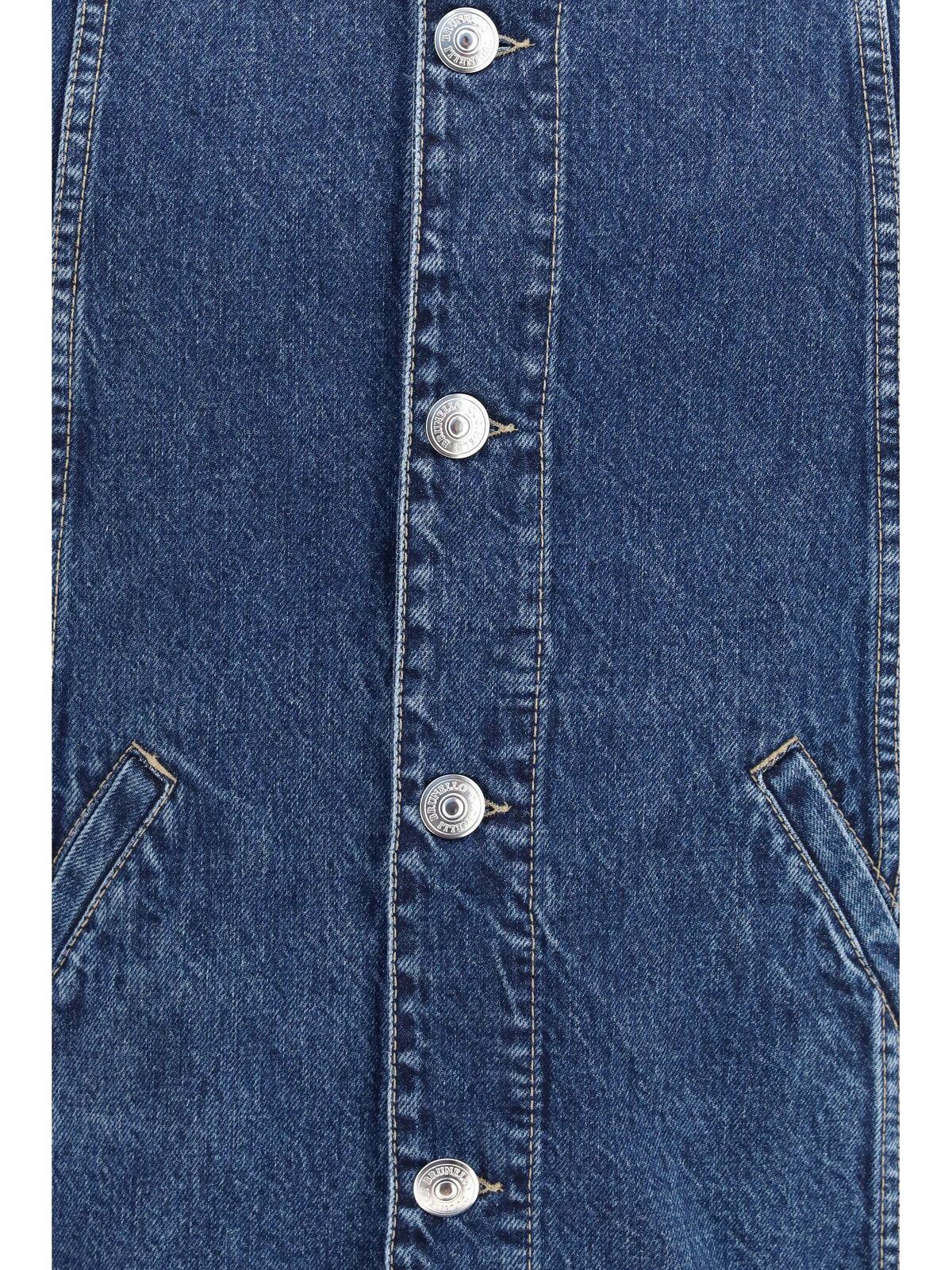 Brunello Cucinelli Men Denim Jacket With Suede Collar BRUNELLO CUCINELLI