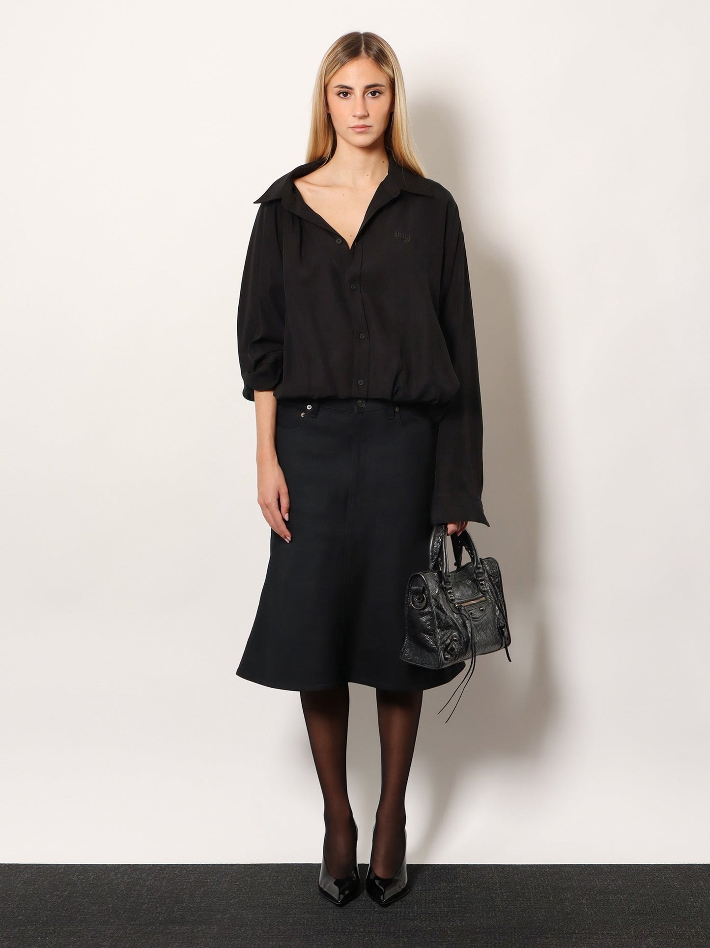 Balenciaga Women One Shoulder Lyocell Shirt BALENCIAGA