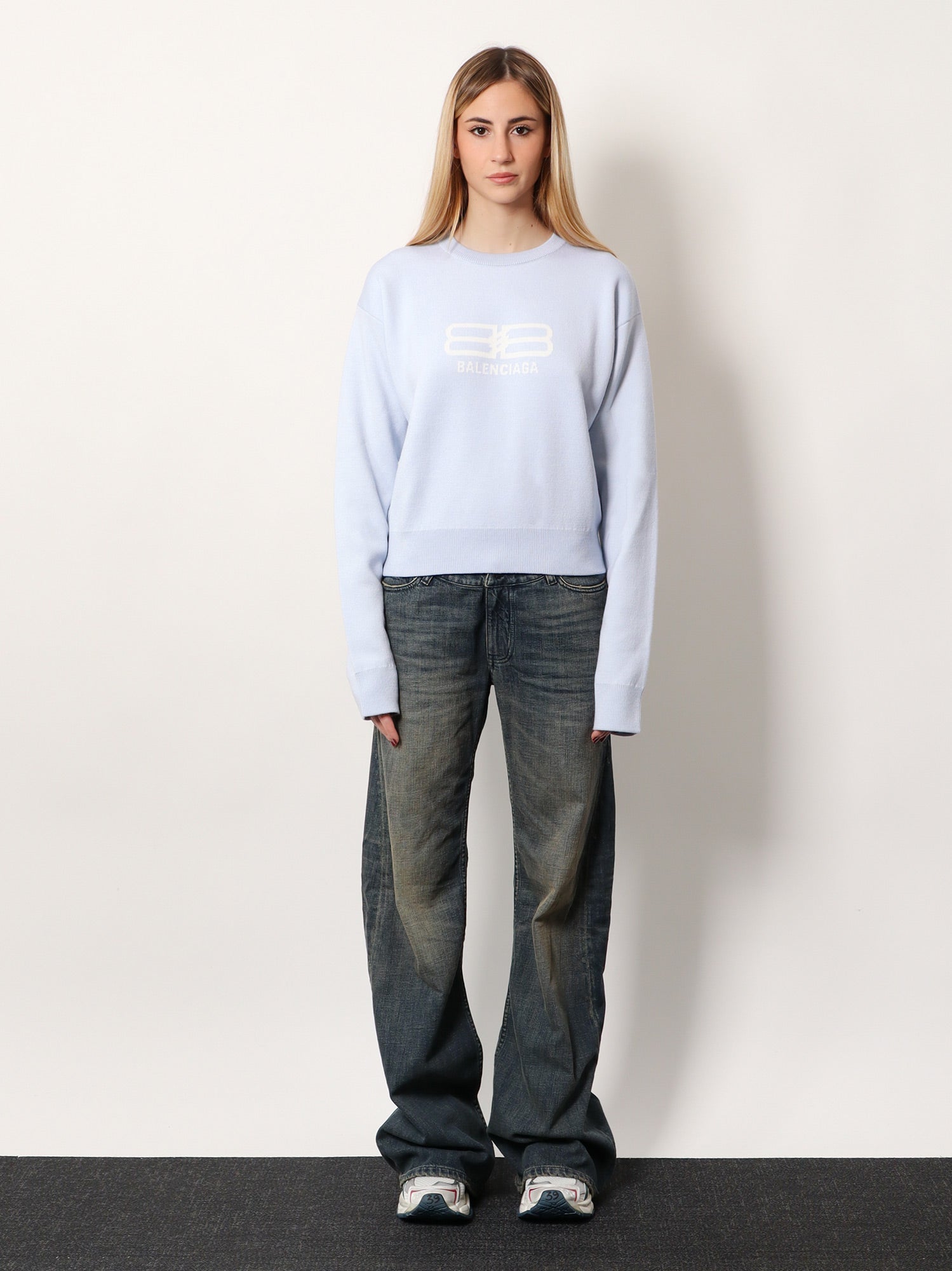 Balenciaga Women Wool And Cotton Blend Sweater BALENCIAGA