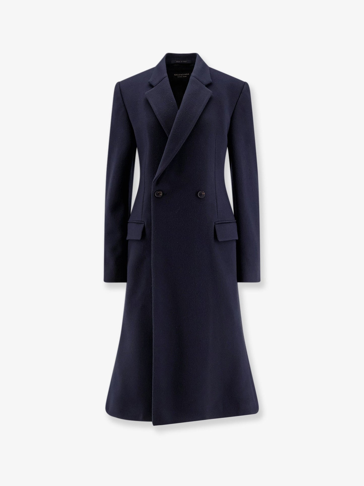 Balenciaga Women Godet Midi Double-Breasted Wool Coat BALENCIAGA
