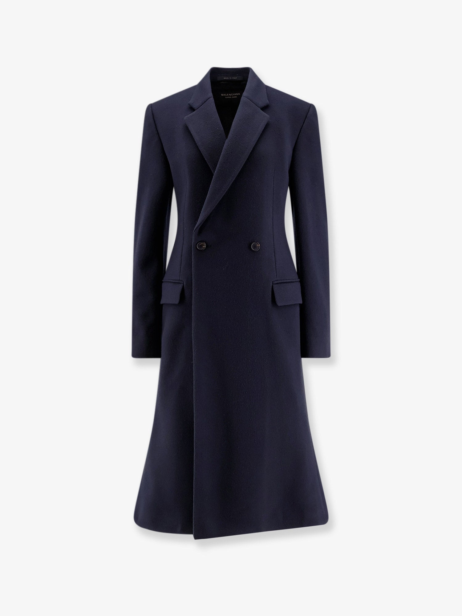 Balenciaga Women Godet Midi Double-Breasted Wool Coat BALENCIAGA