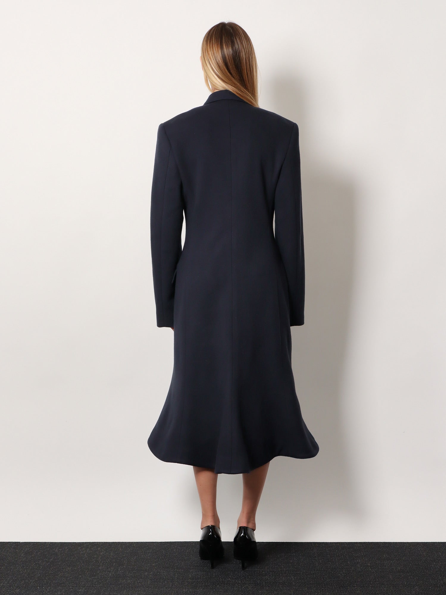 Balenciaga Women Godet Midi Double-Breasted Wool Coat BALENCIAGA