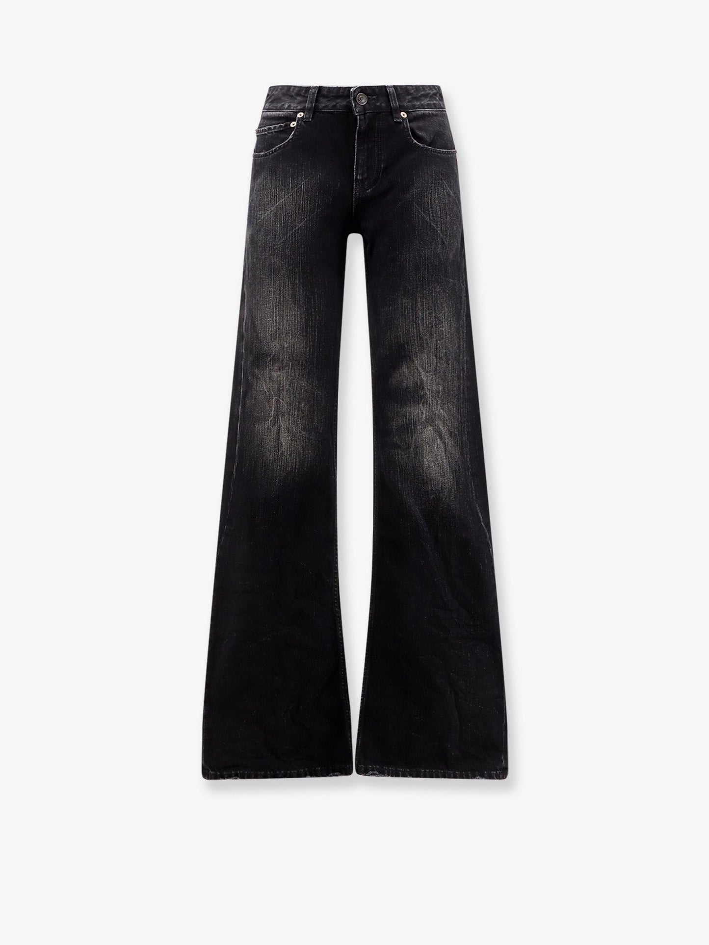 Balenciaga Women Wide Leg Black Denim Trousers BALENCIAGA