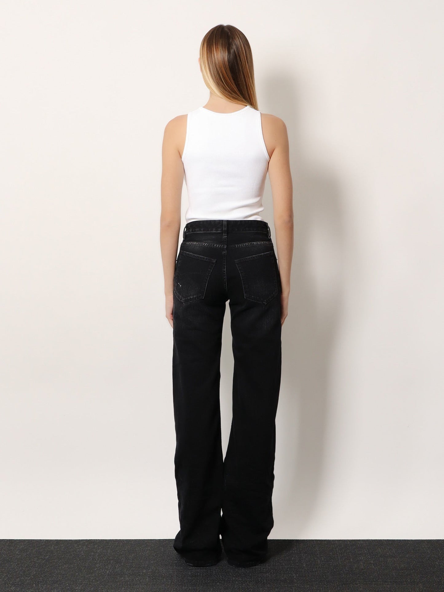 Balenciaga Women Wide Leg Black Denim Trousers BALENCIAGA