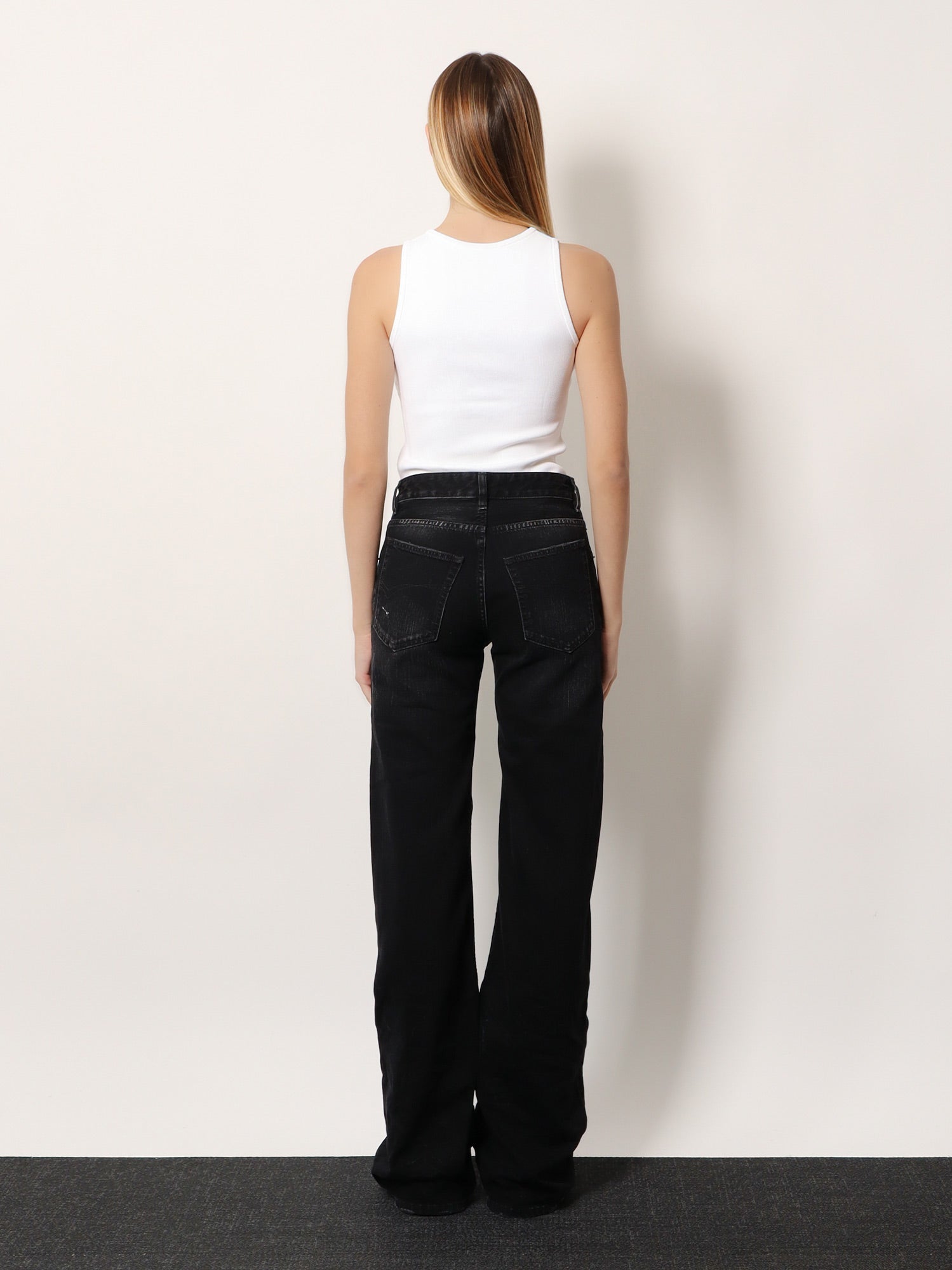 Balenciaga Women Wide Leg Black Denim Trousers BALENCIAGA