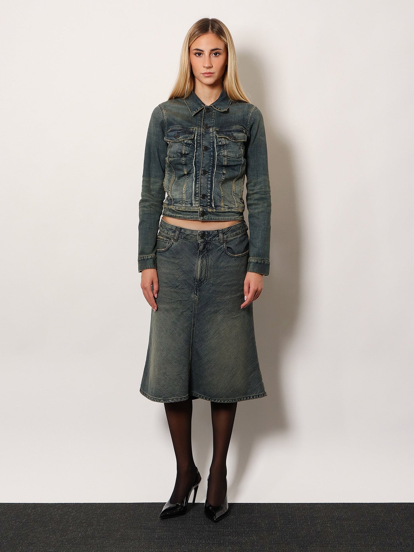 Balenciaga Women Denim Midi Skirt BALENCIAGA