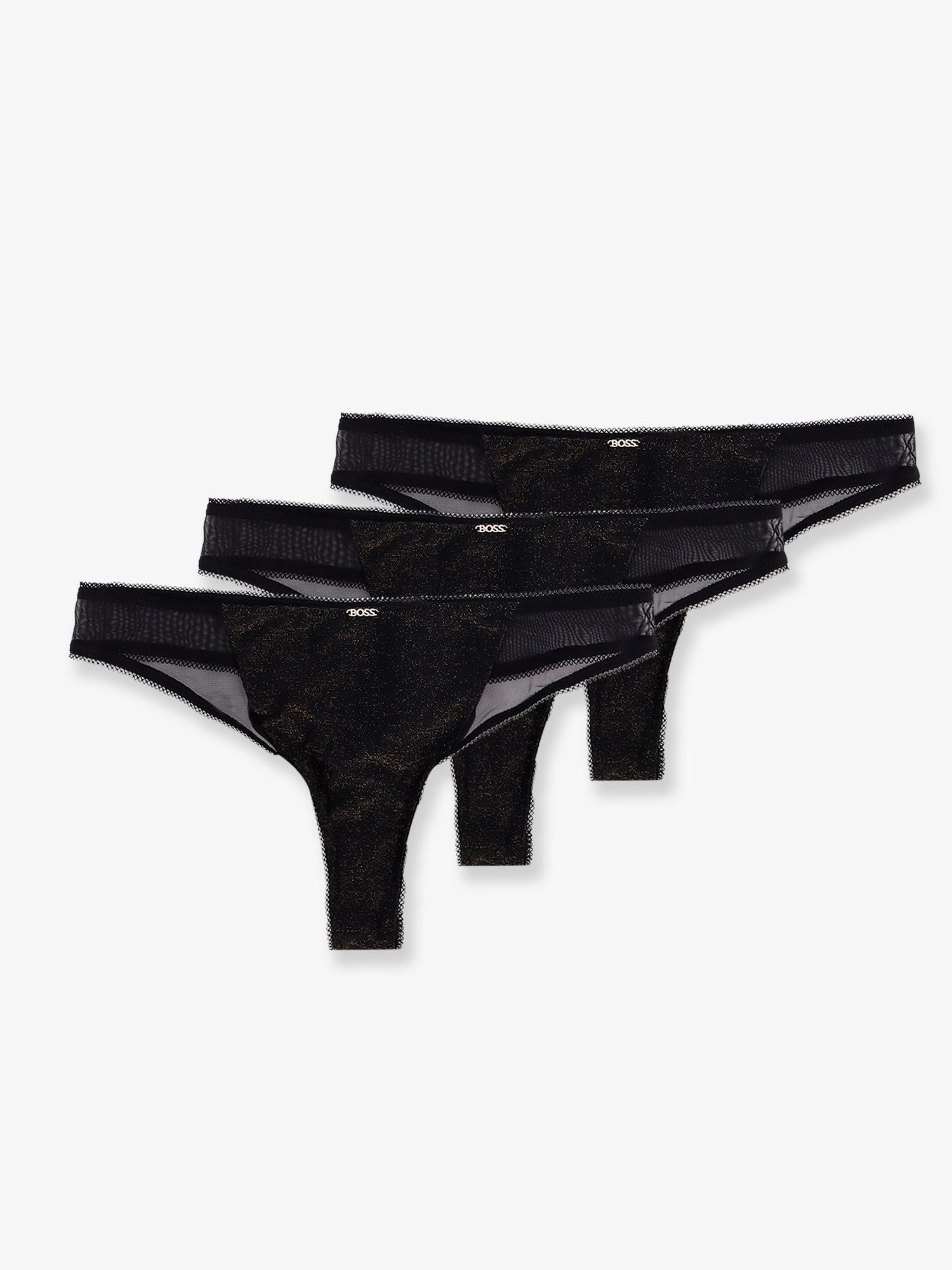 Boss Women Lurex Thong Tripack With Lace Trim BOSS