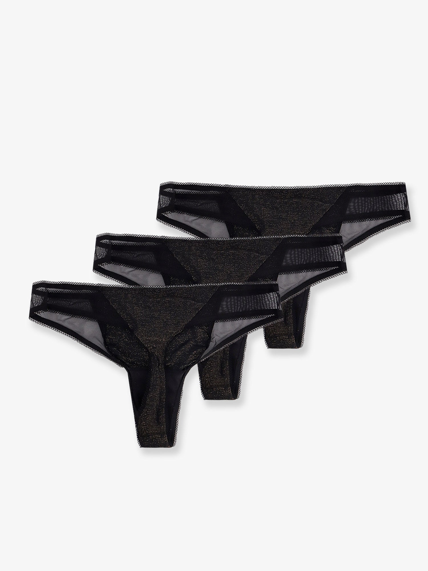 Boss Women Lurex Thong Tripack With Lace Trim BOSS