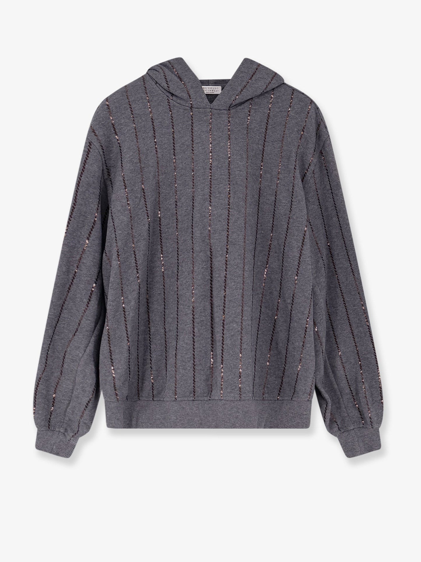 Brunello Cucinelli Women Dazzling Chalk Stripe Embroidery Cotton Sweatshirt BRUNELLO CUCINELLI
