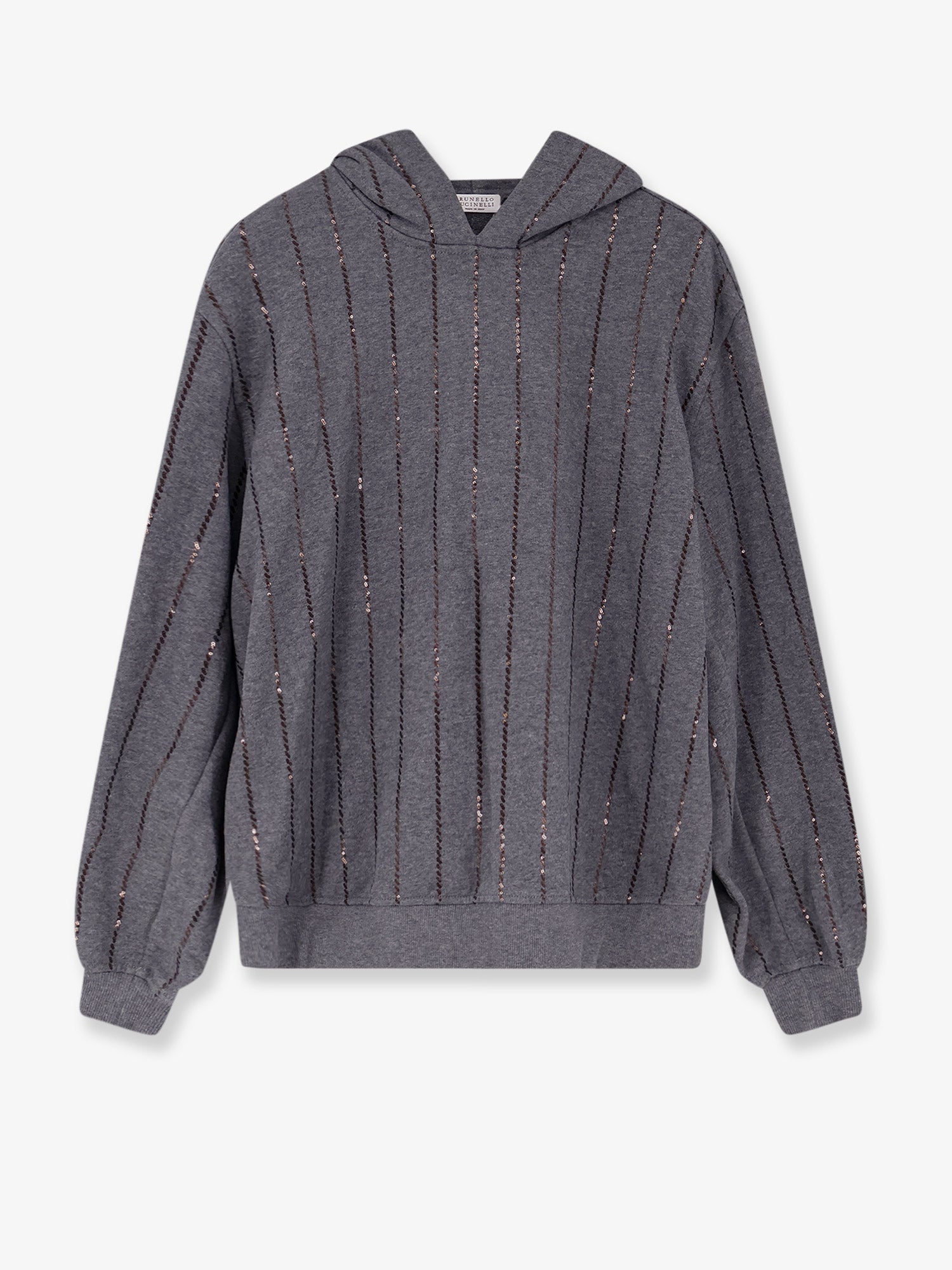 Brunello Cucinelli Women Dazzling Chalk Stripe Embroidery Cotton Sweatshirt BRUNELLO CUCINELLI