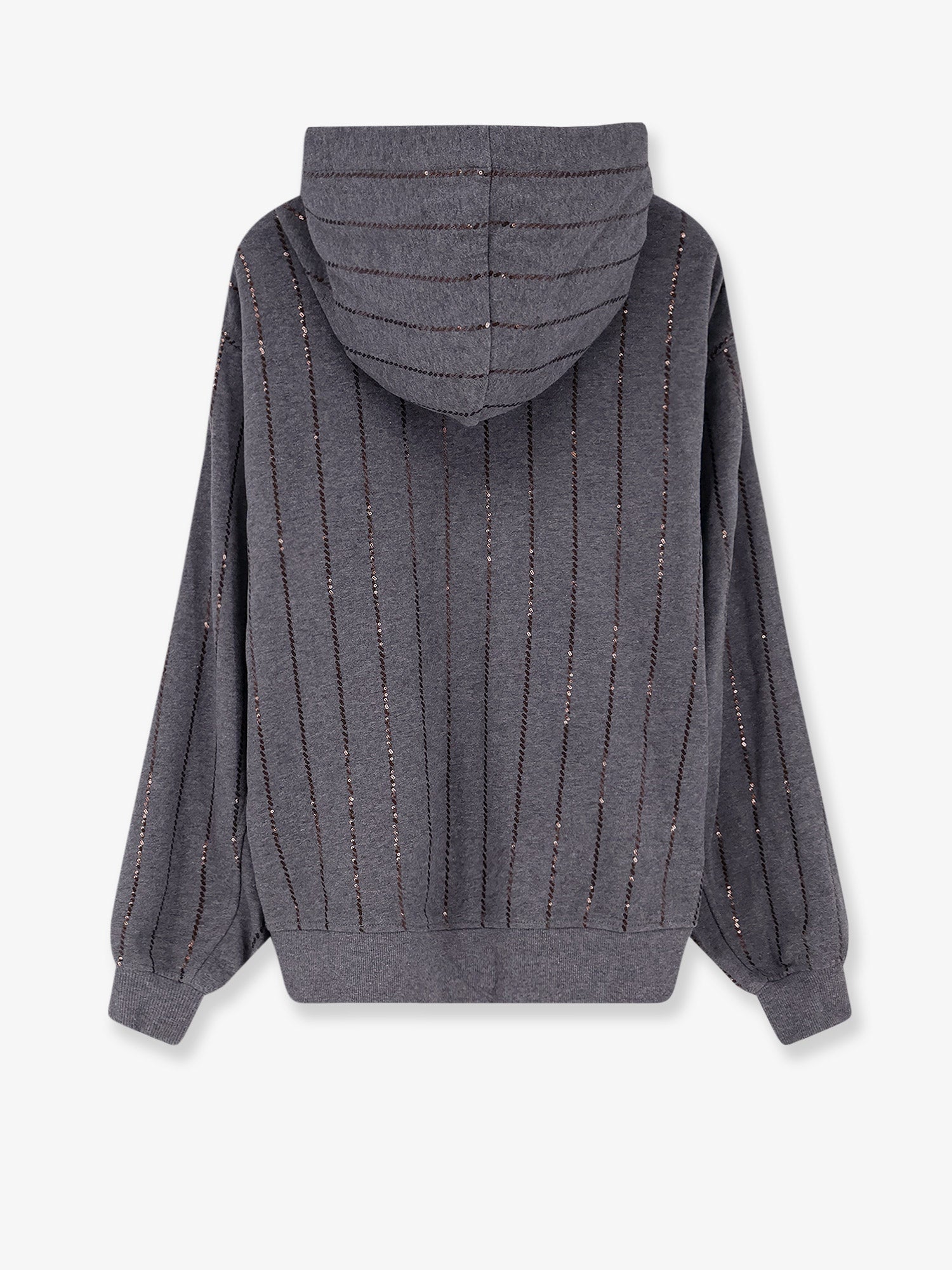 Brunello Cucinelli Women Dazzling Chalk Stripe Embroidery Cotton Sweatshirt BRUNELLO CUCINELLI