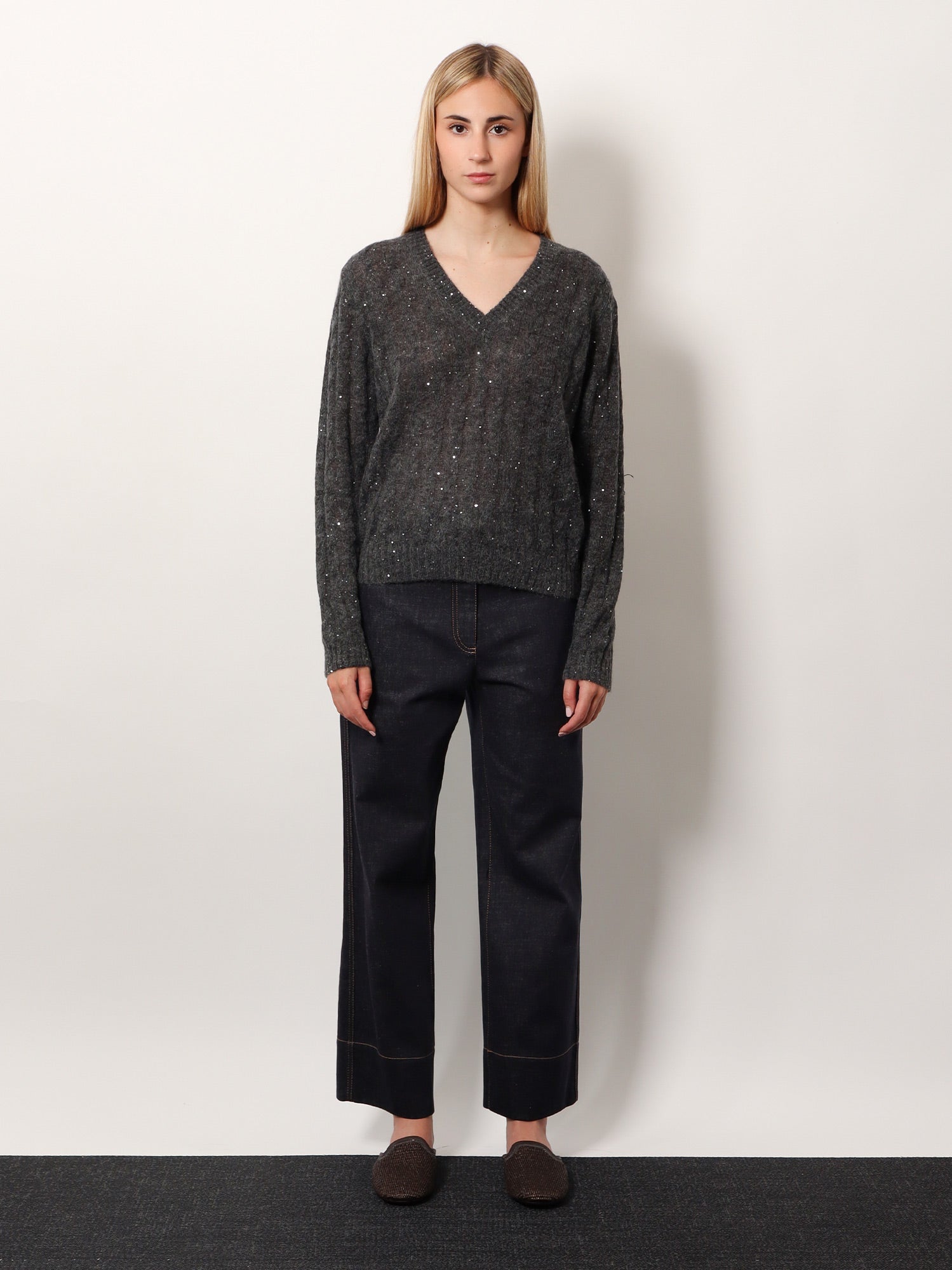 Brunello Cucinelli Women Wool Blend Sweater With All-Over Sequins BRUNELLO CUCINELLI