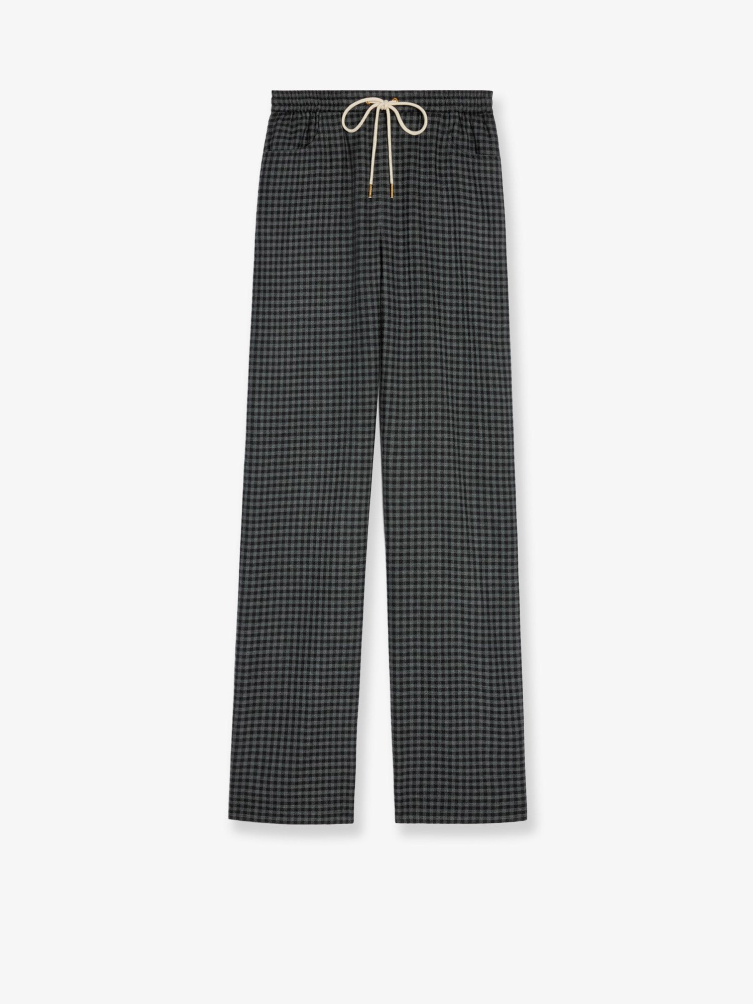 Celine Women Madras Wool And Cashmere Jogger Trousers CELINE
