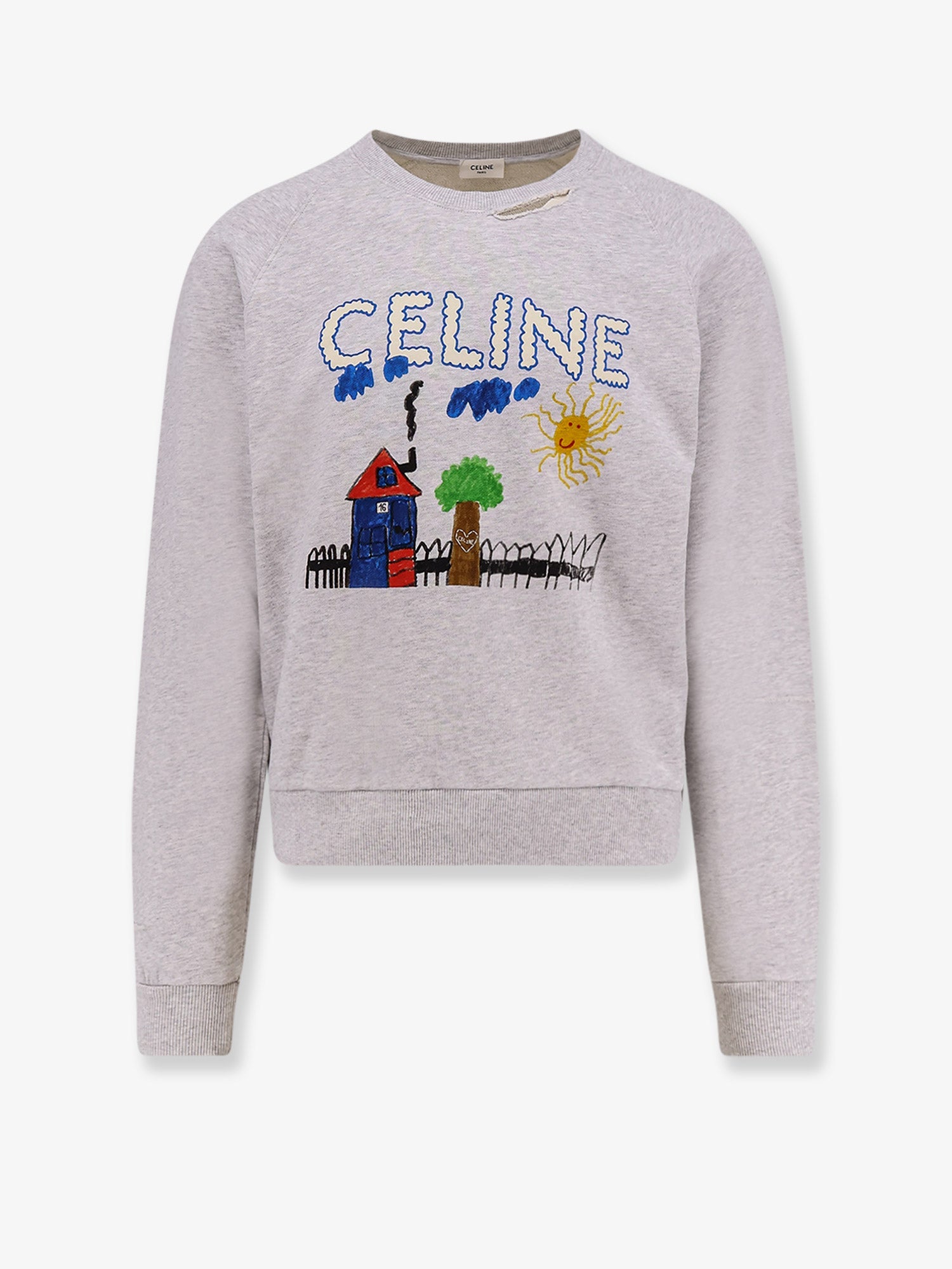 Celine Men Cotton Sweatshirt With Multicolor Print CELINE