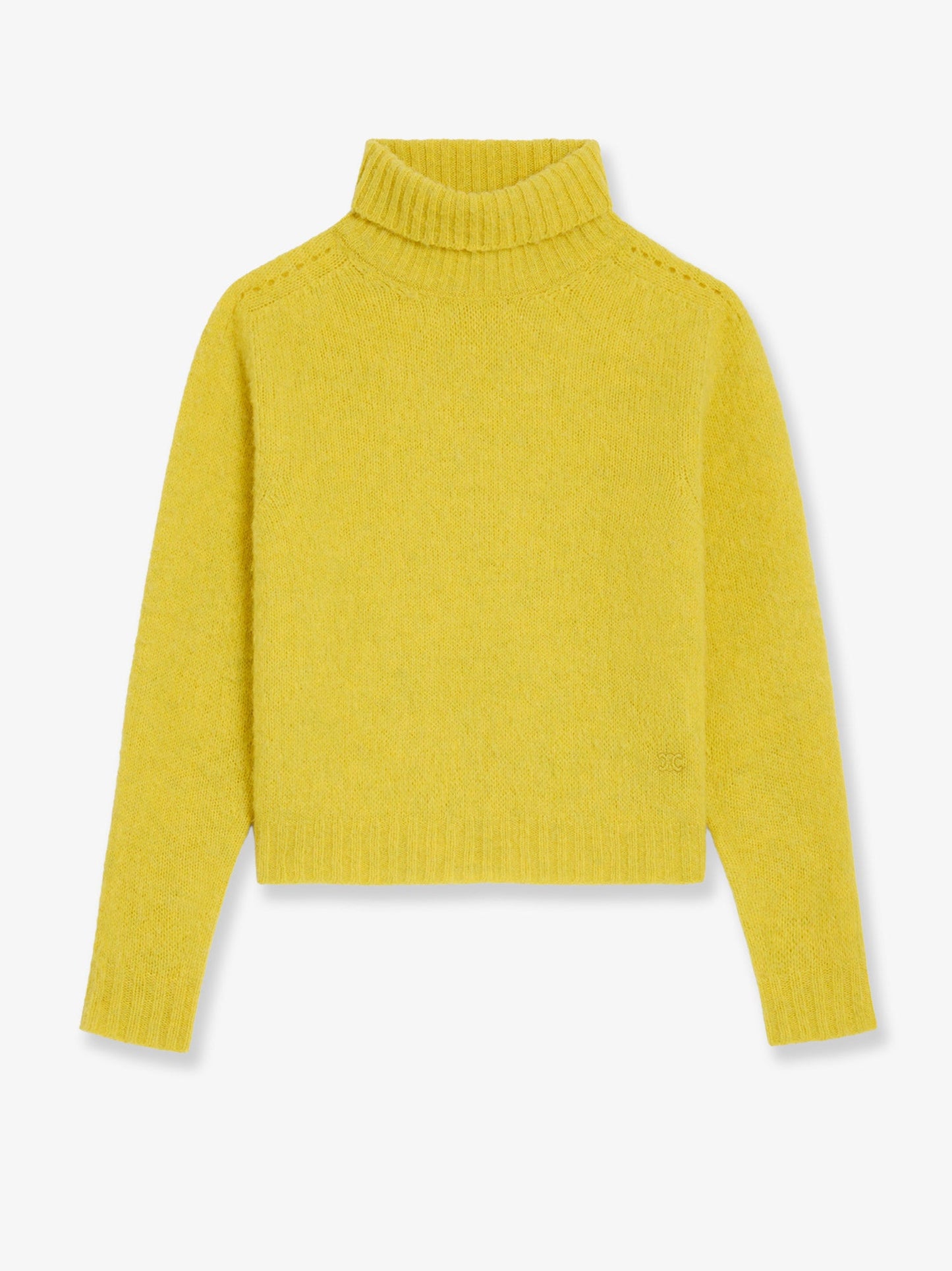 Celine Women Wool Turtleneck With Triomphe Embroidery CELINE