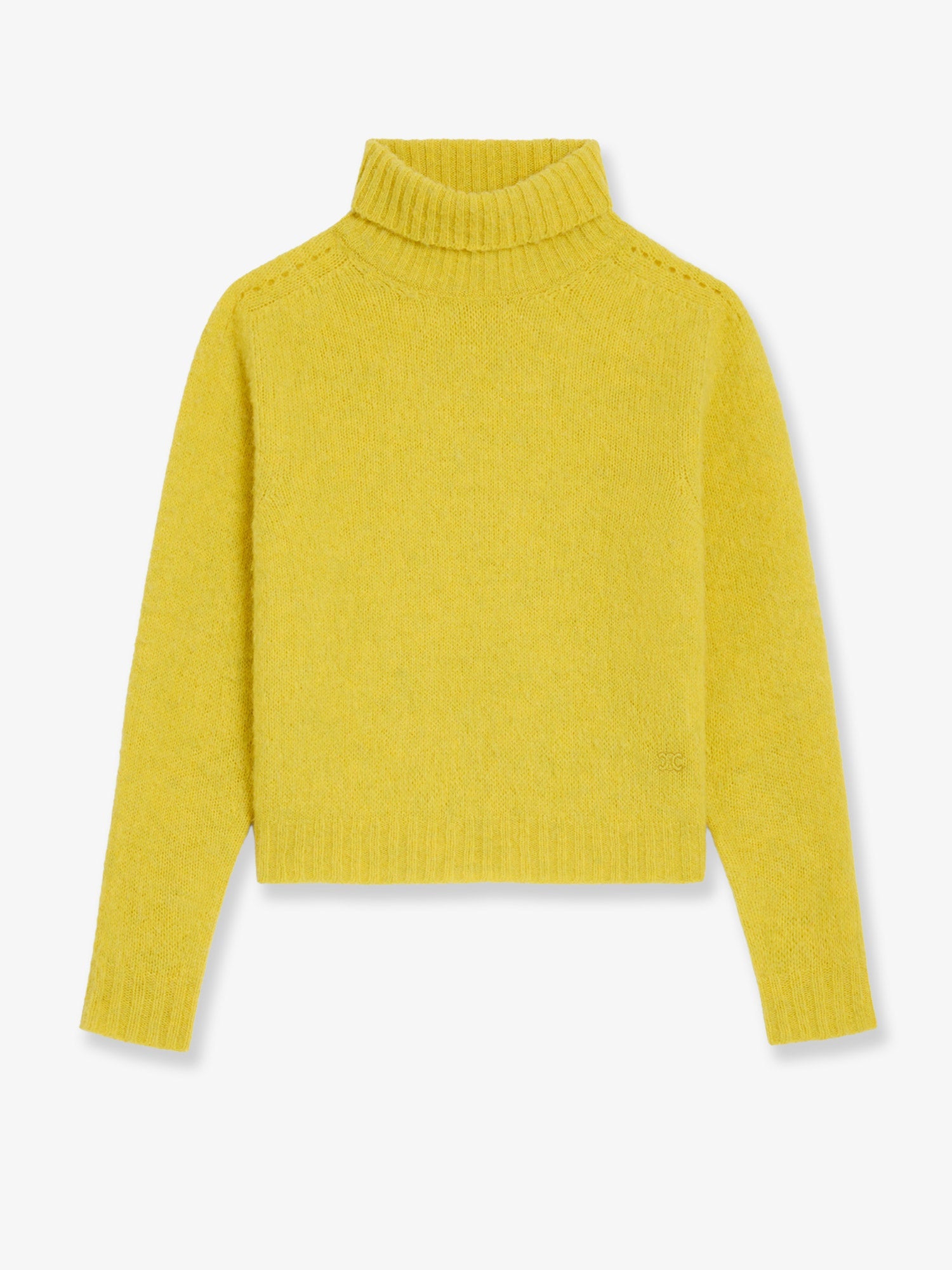 Celine Women Wool Turtleneck With Triomphe Embroidery CELINE