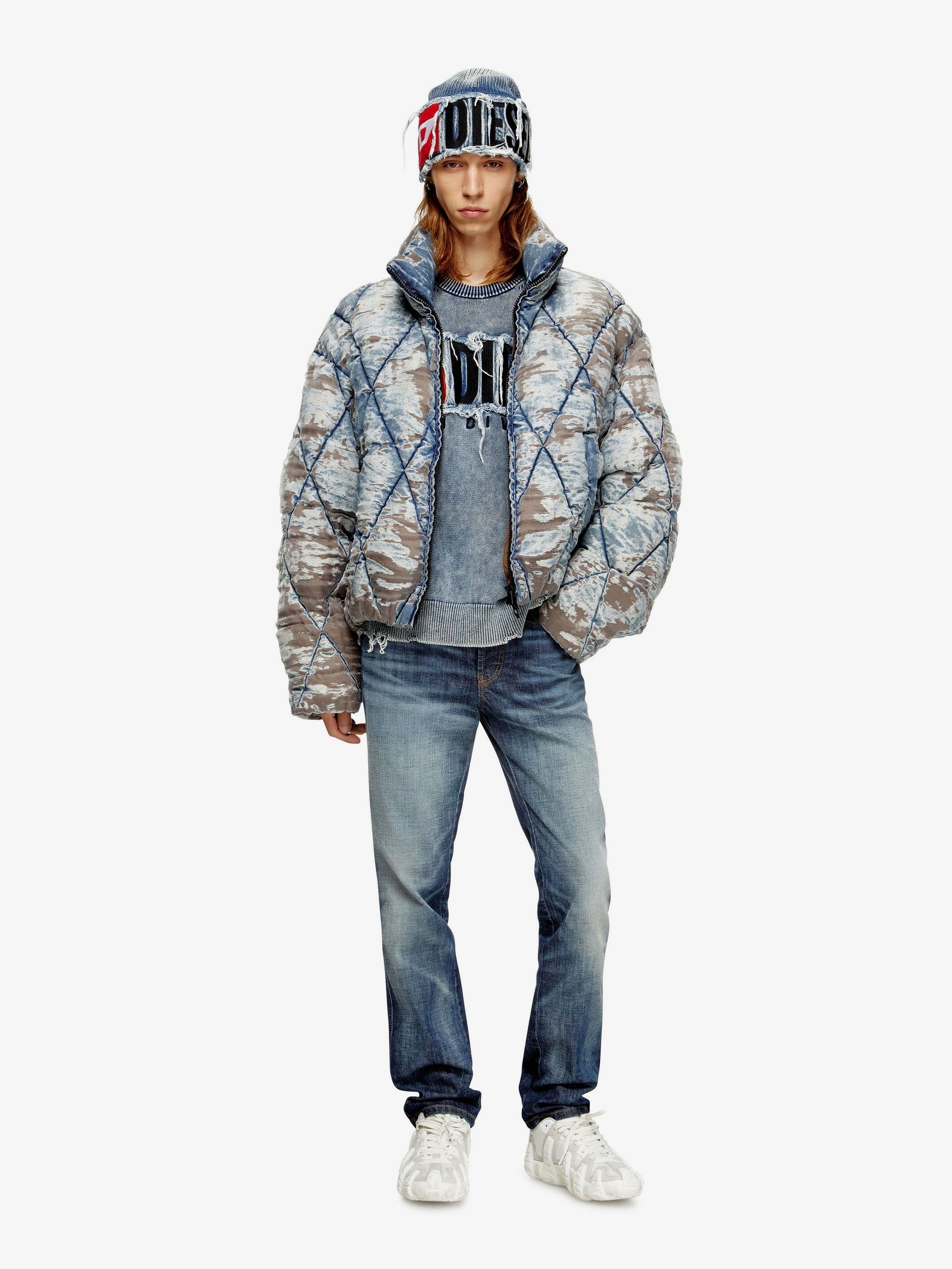Diesel Men W-Kons Down Jacket With Distressed Effect DIESEL
