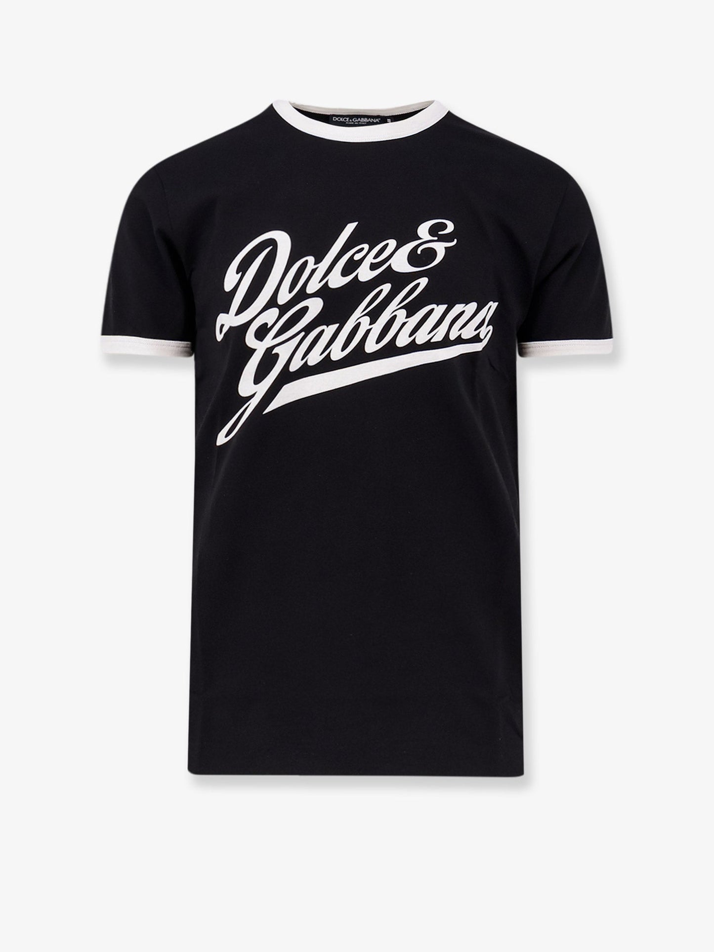 Dolce & Gabbana Men Cotton T-Shirt With Flocked Logo Print DOLCE & GABBANA