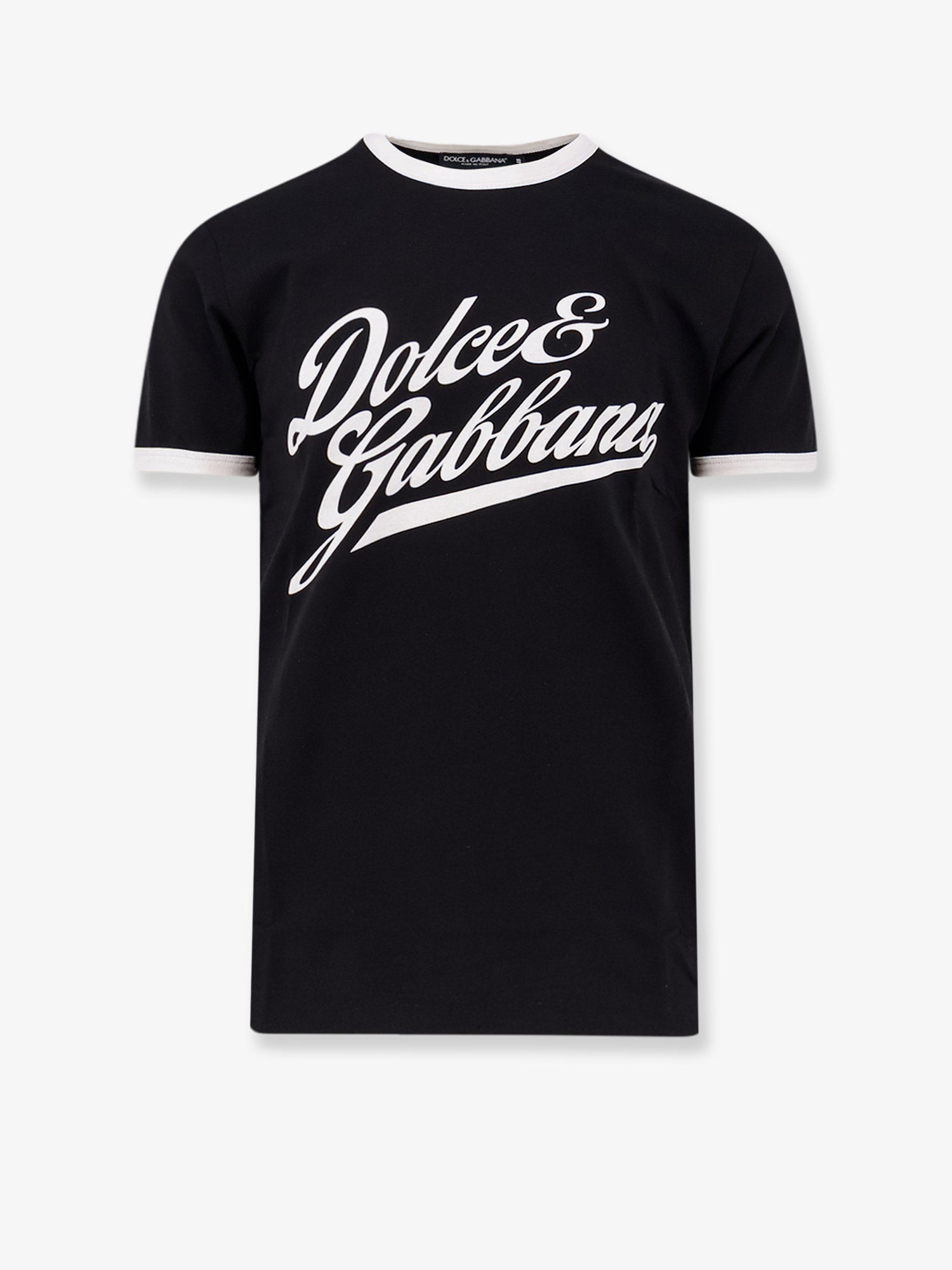 Dolce & Gabbana Men Cotton T-Shirt With Flocked Logo Print DOLCE & GABBANA