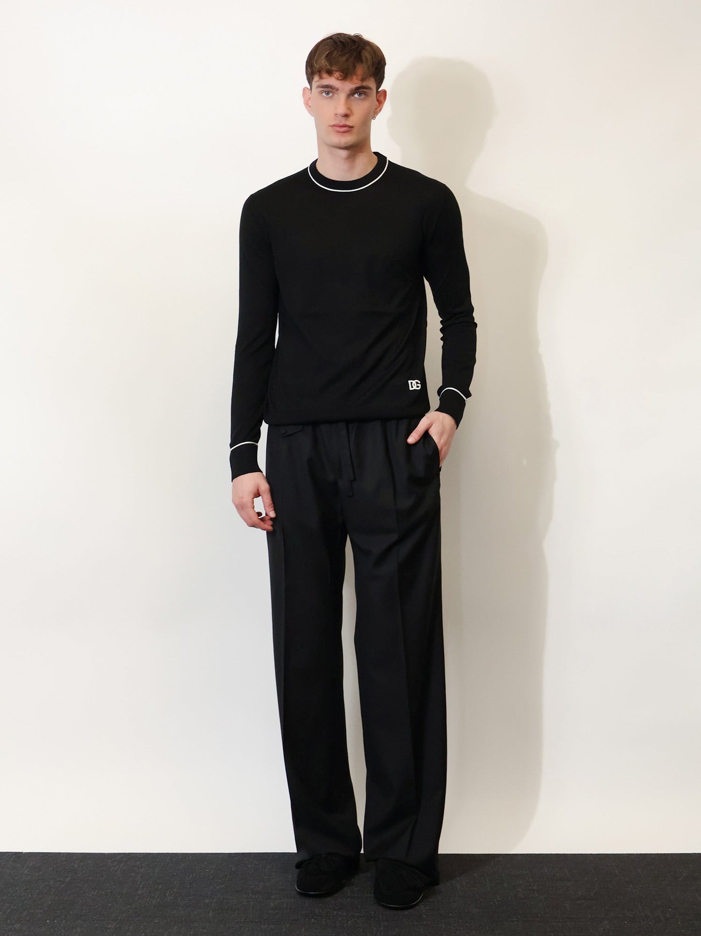 Dolce & Gabbana Men Virgin Wool Sweater With Embroidered Dg Logo DOLCE & GABBANA